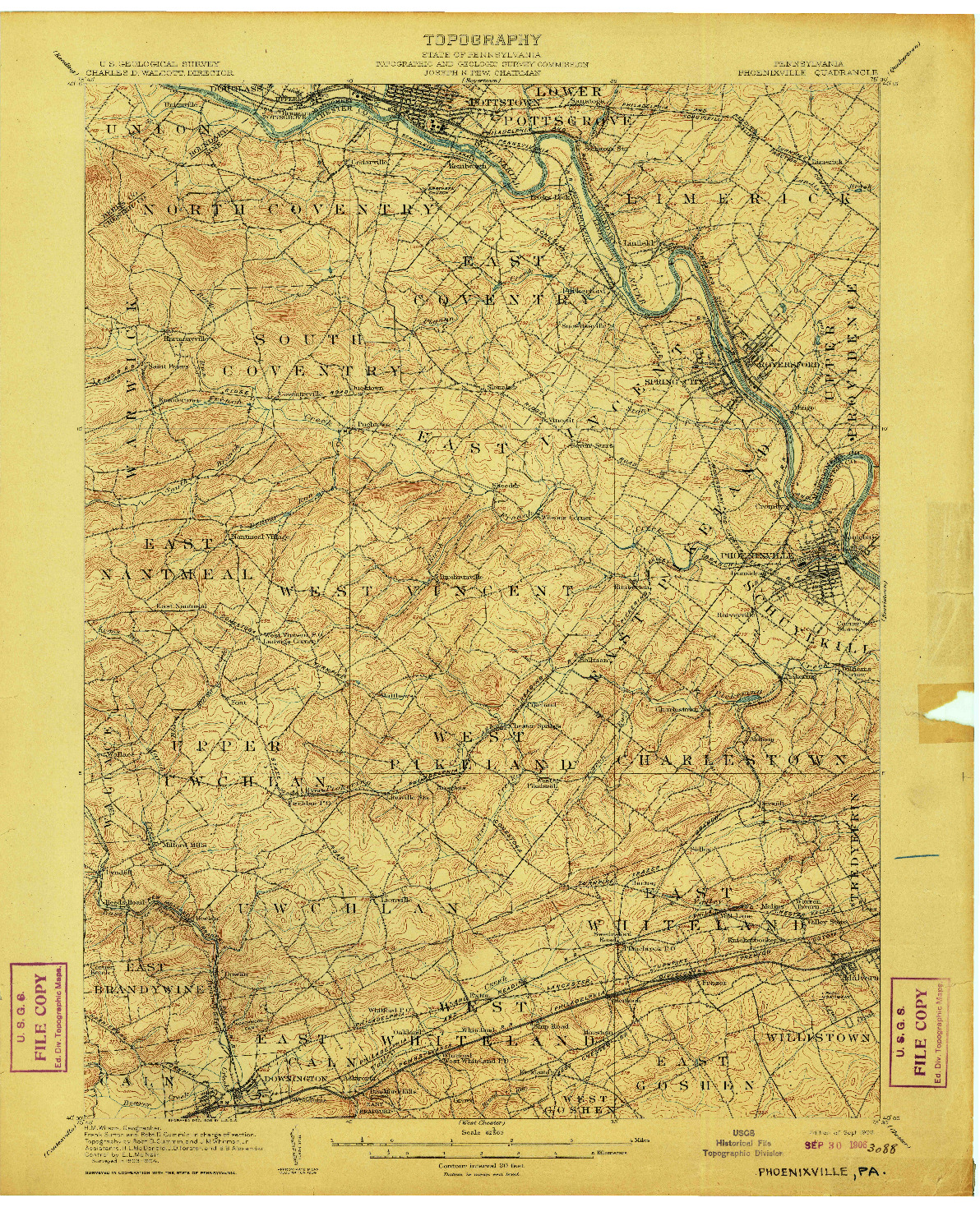 USGS 1:62500-SCALE QUADRANGLE FOR PHOENIXVILLE, PA 1906