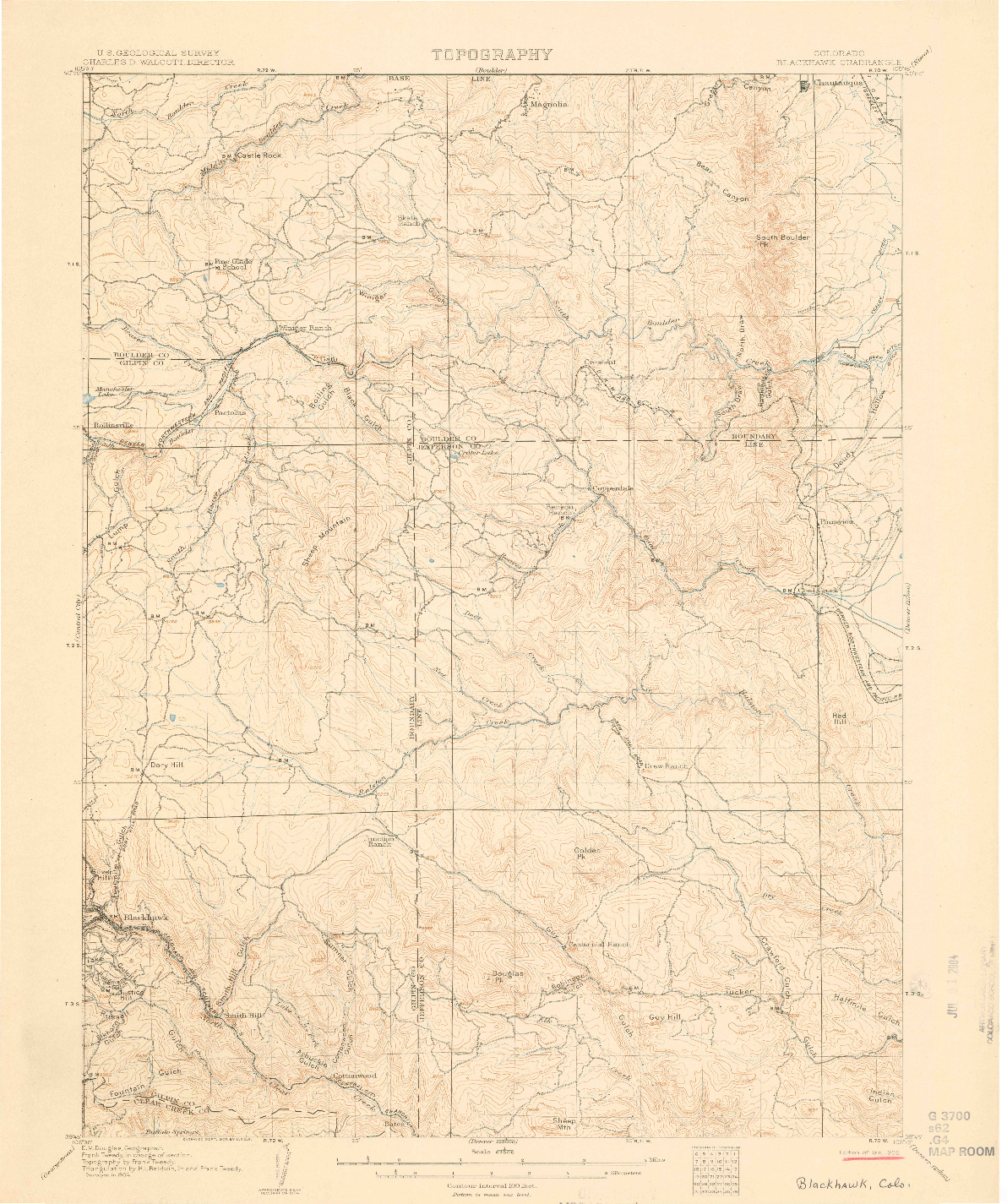 USGS 1:62500-SCALE QUADRANGLE FOR BLACKHAWK, CO 1906