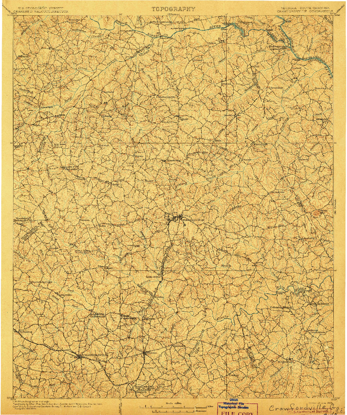 USGS 1:125000-SCALE QUADRANGLE FOR CRAWFORDVILLE, GA 1906