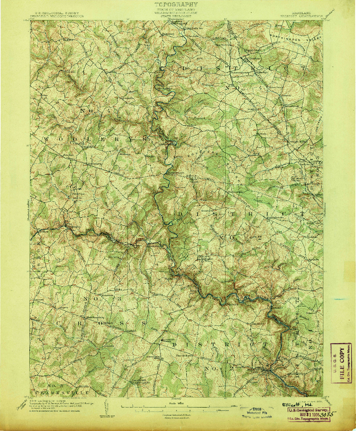 USGS 1:62500-SCALE QUADRANGLE FOR ELLICOTT, MD 1906