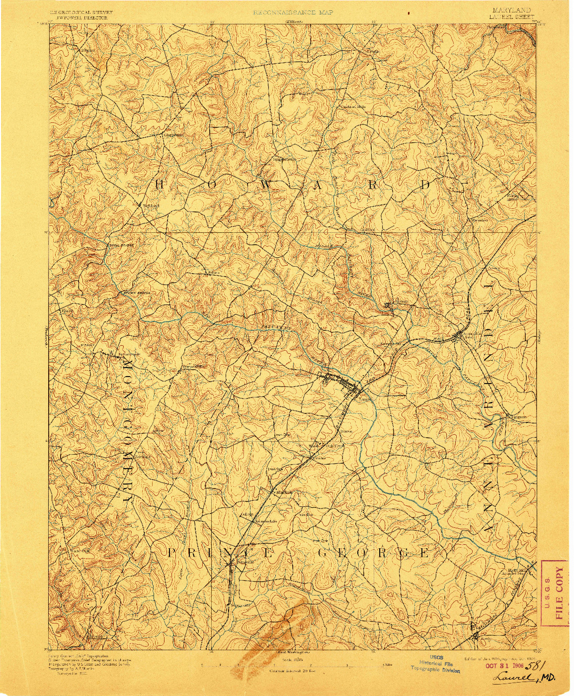 USGS 1:62500-SCALE QUADRANGLE FOR LAUREL, MD 1894