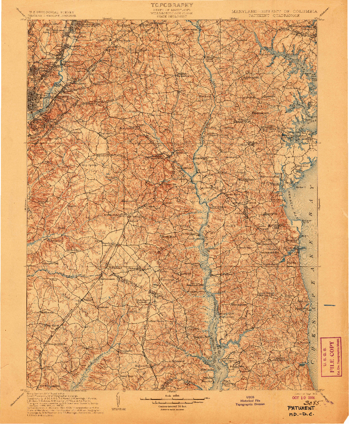 USGS 1:125000-SCALE QUADRANGLE FOR PATUXENT, MD 1906