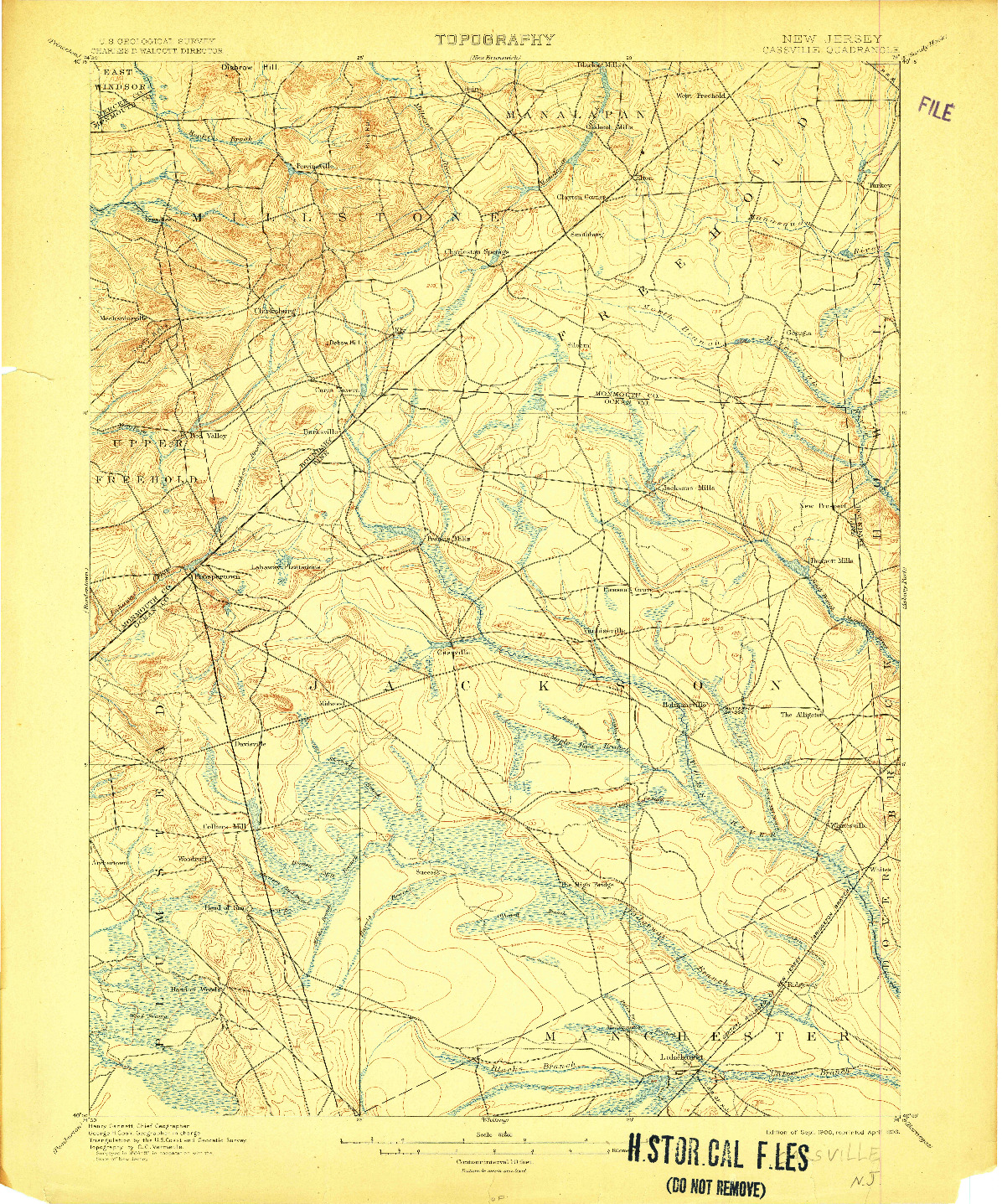 USGS 1:62500-SCALE QUADRANGLE FOR CASSVILLE, NJ 1900