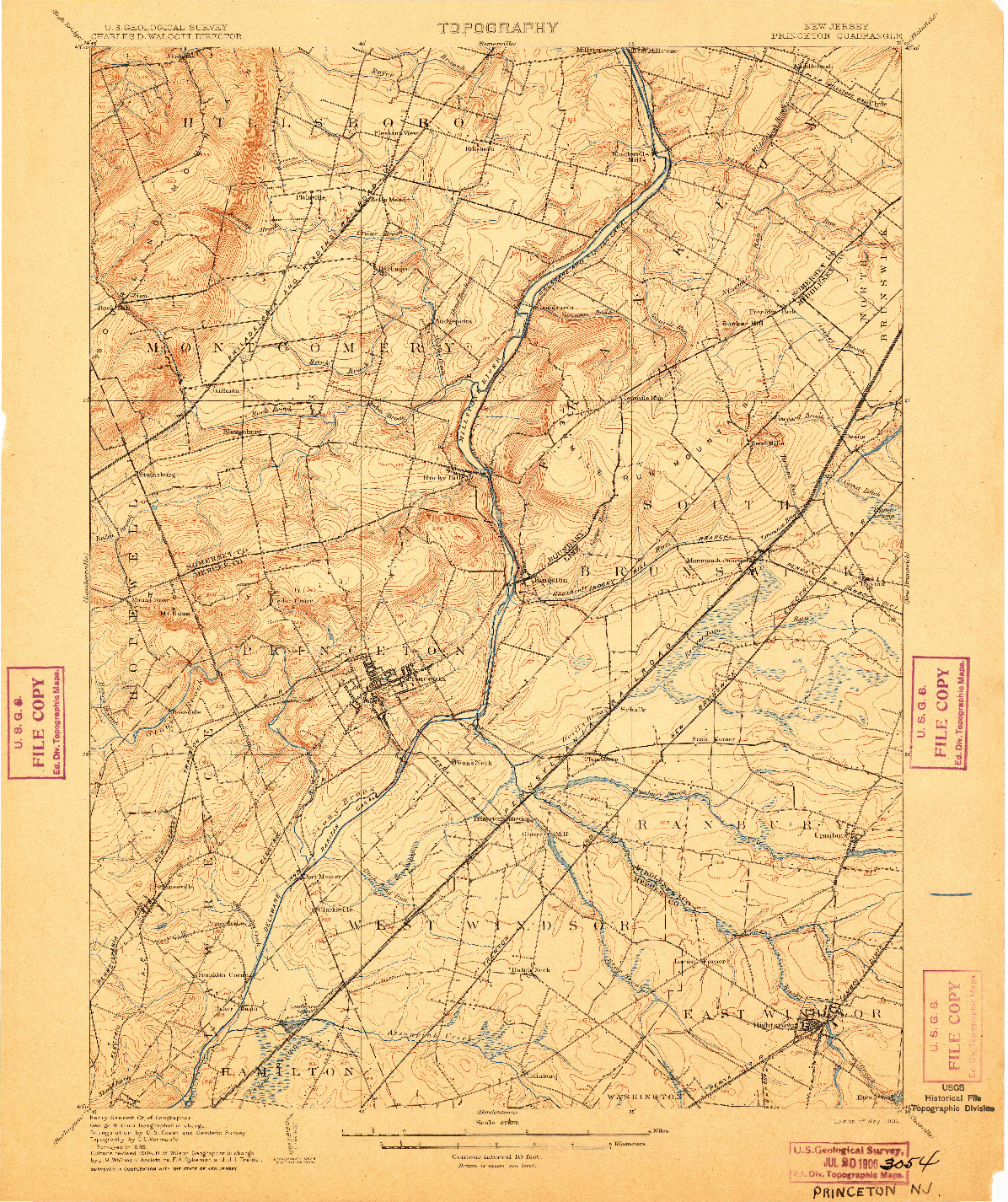 USGS 1:62500-SCALE QUADRANGLE FOR PRINCETON, NJ 1906