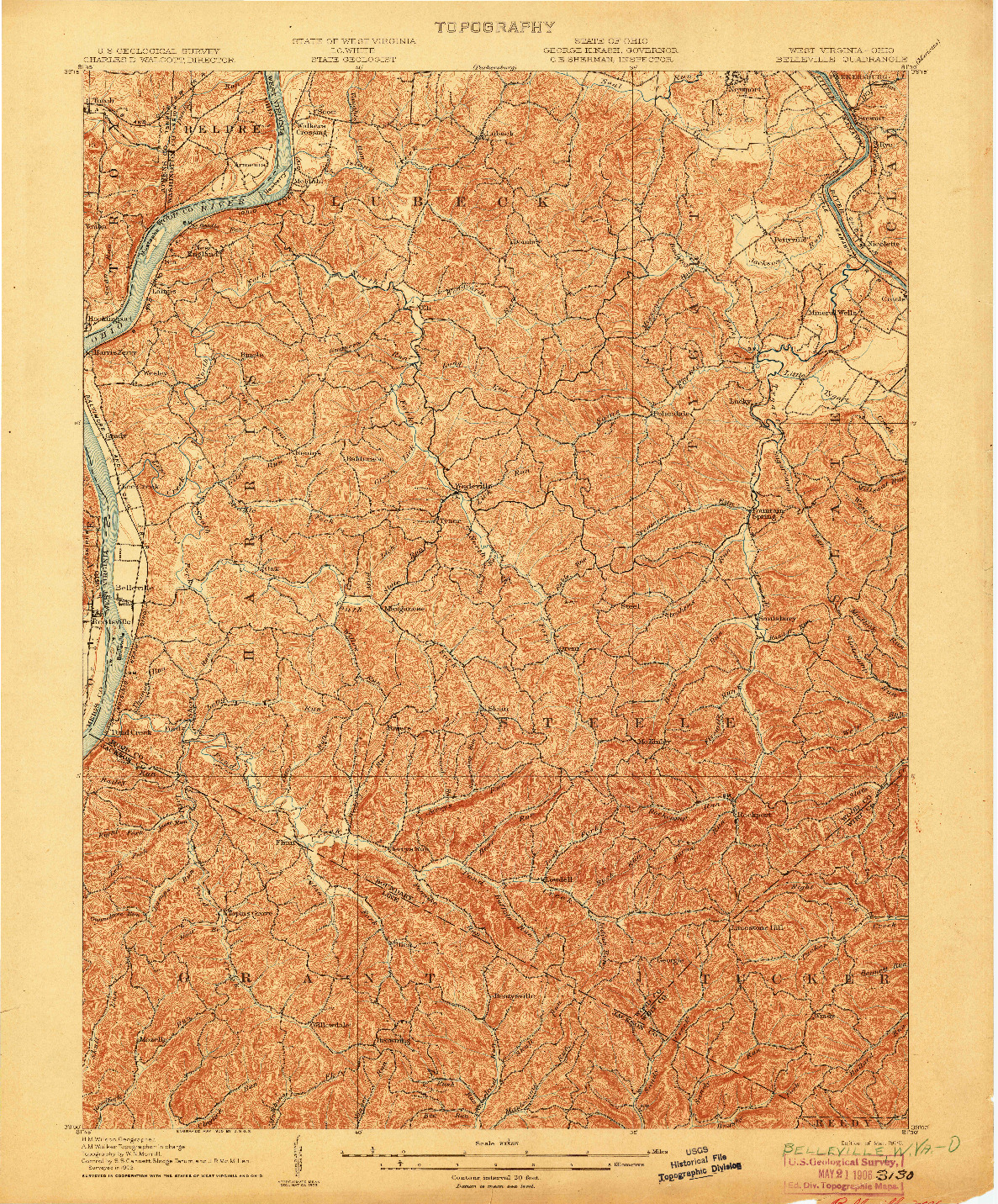 USGS 1:62500-SCALE QUADRANGLE FOR BELLEVILLE, WV 1906