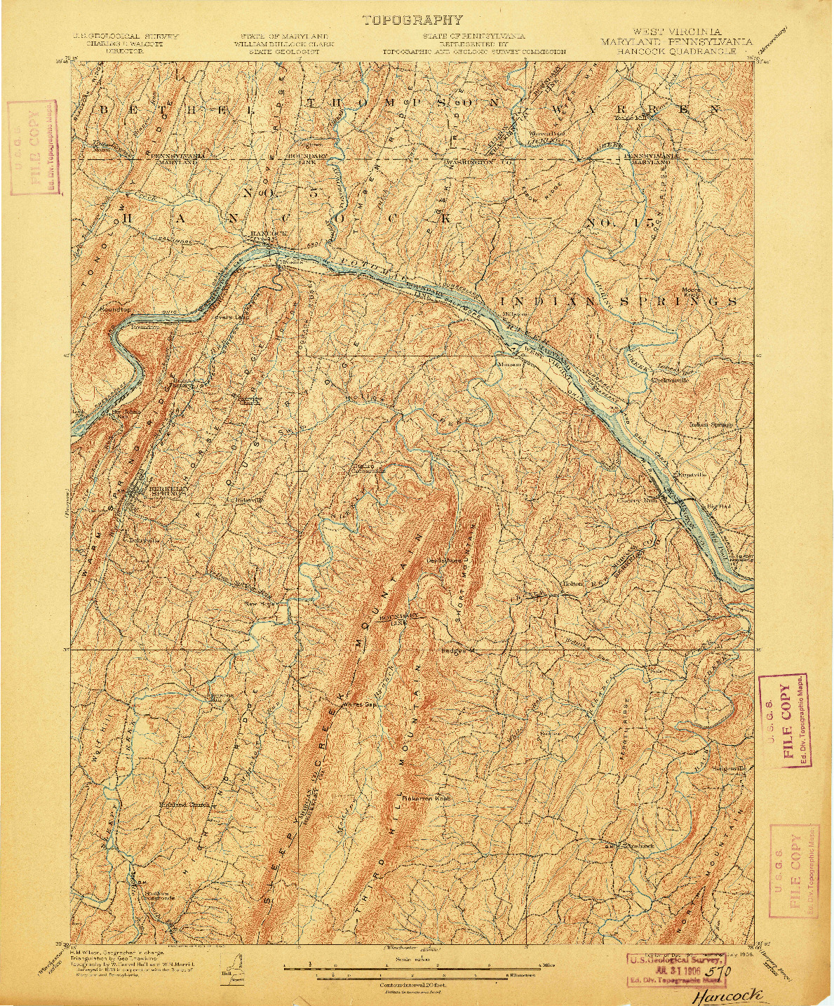 USGS 1:62500-SCALE QUADRANGLE FOR HANCOCK, WV 1901