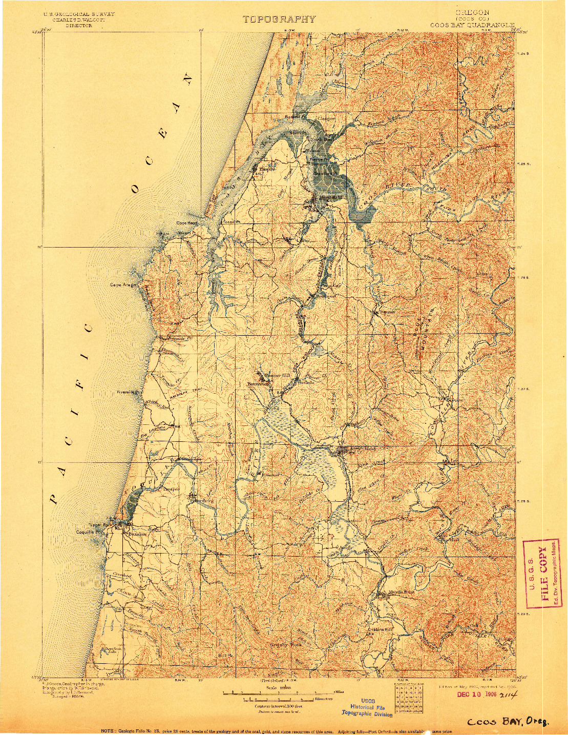 USGS 1:125000-SCALE QUADRANGLE FOR COOS BAY, OR 1900