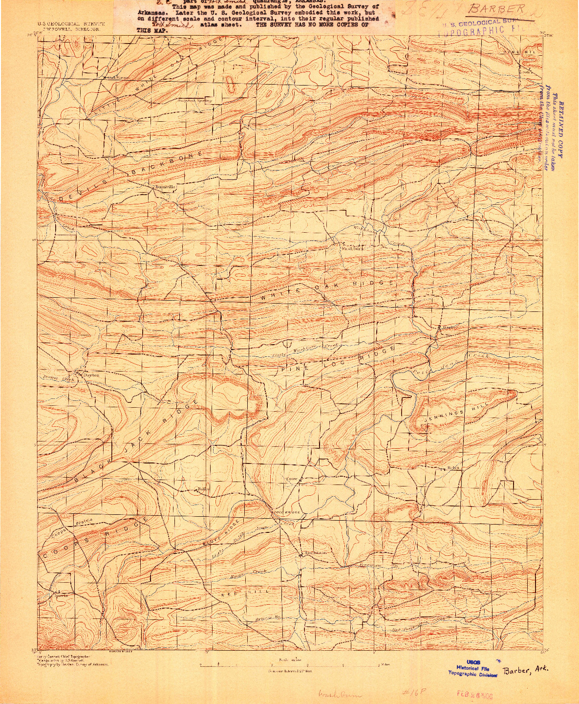 USGS 1:62500-SCALE QUADRANGLE FOR BARBER, AR 1906