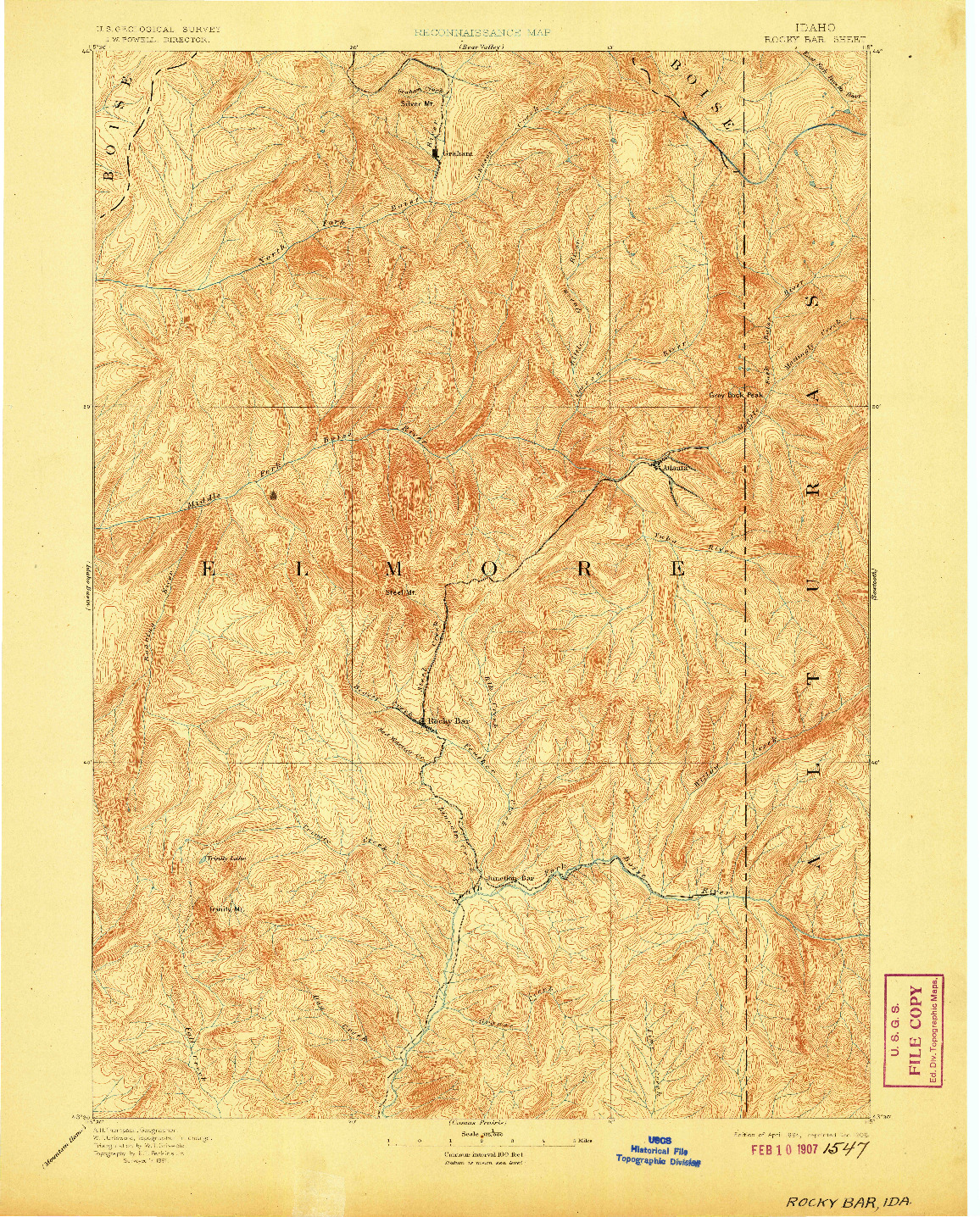 USGS 1:125000-SCALE QUADRANGLE FOR ROCKY BAR, ID 1894