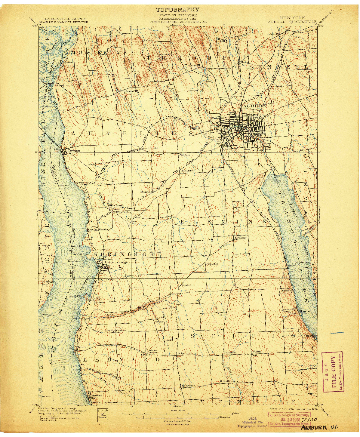 USGS 1:62500-SCALE QUADRANGLE FOR AUBURN, NY 1902