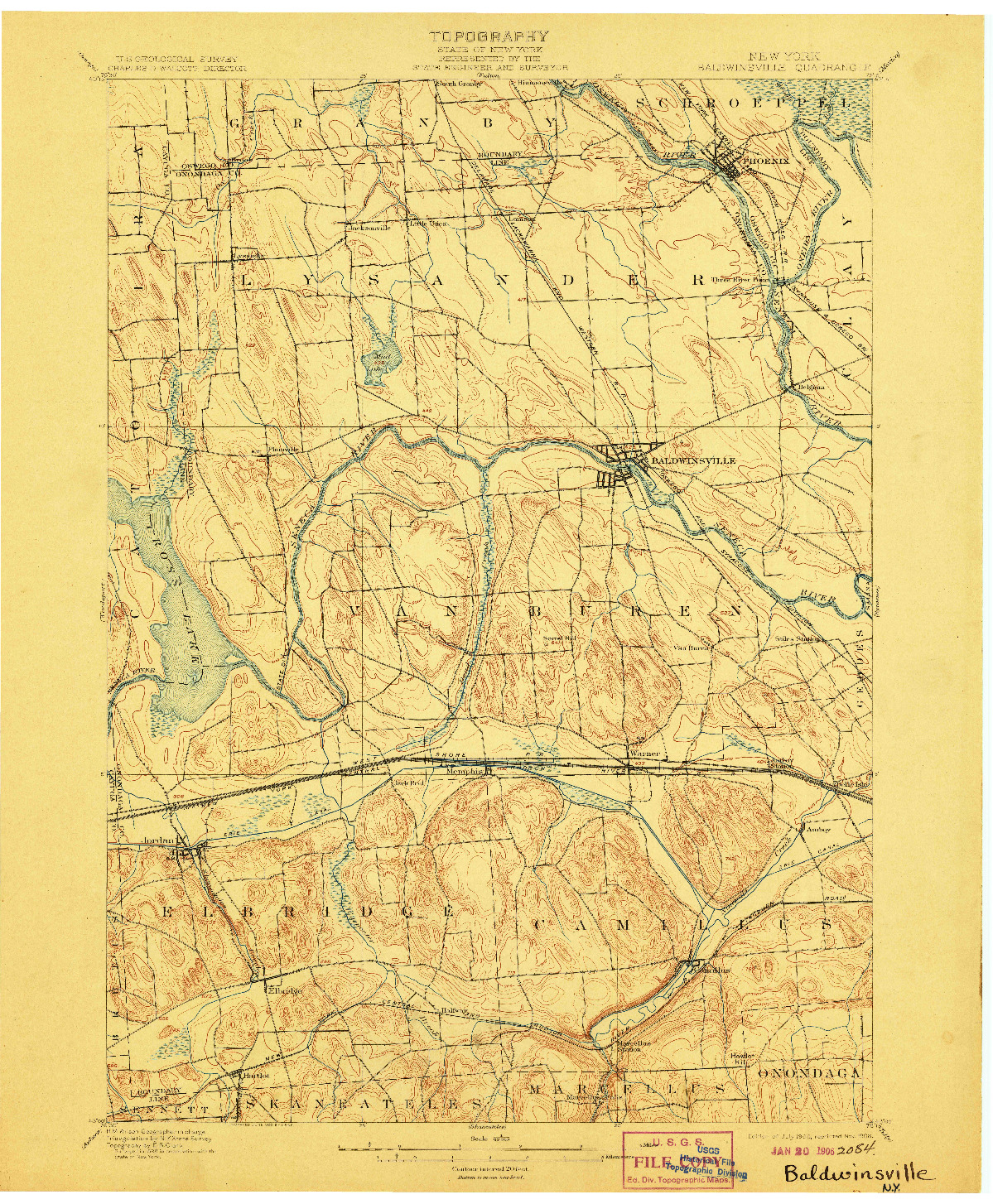 USGS 1:62500-SCALE QUADRANGLE FOR BALDWINSVILLE, NY 1900