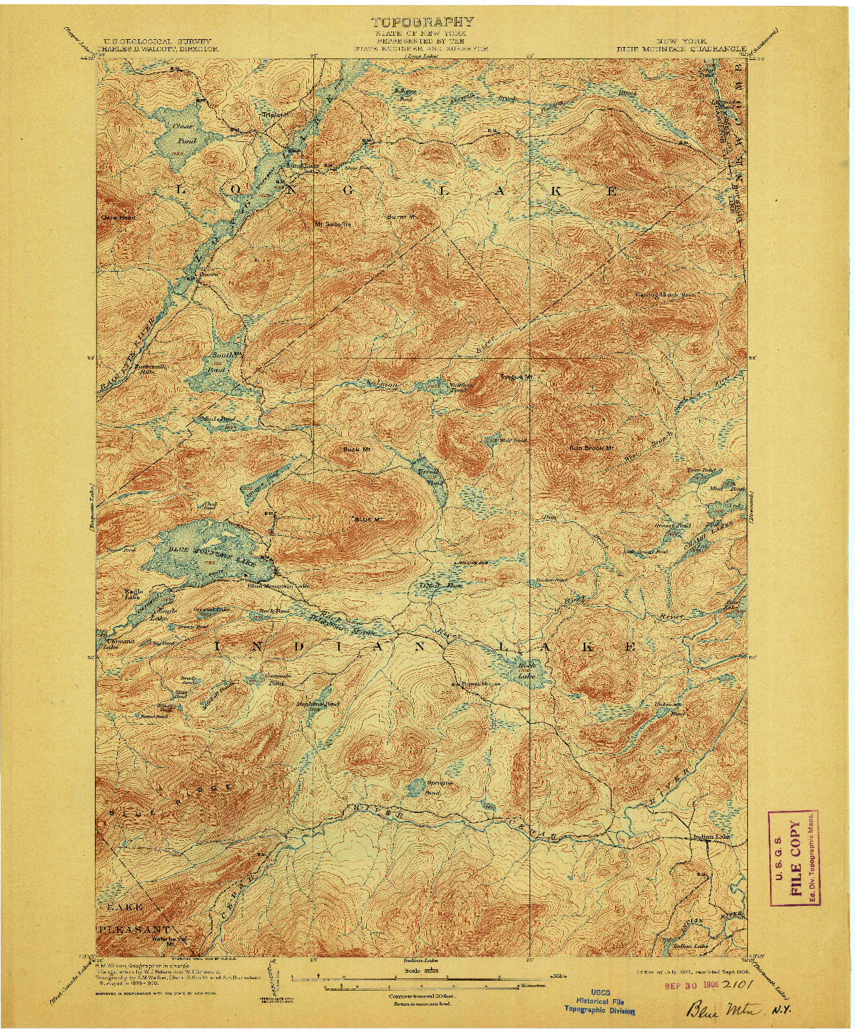 USGS 1:62500-SCALE QUADRANGLE FOR BLUE MOUNTAIN, NY 1903