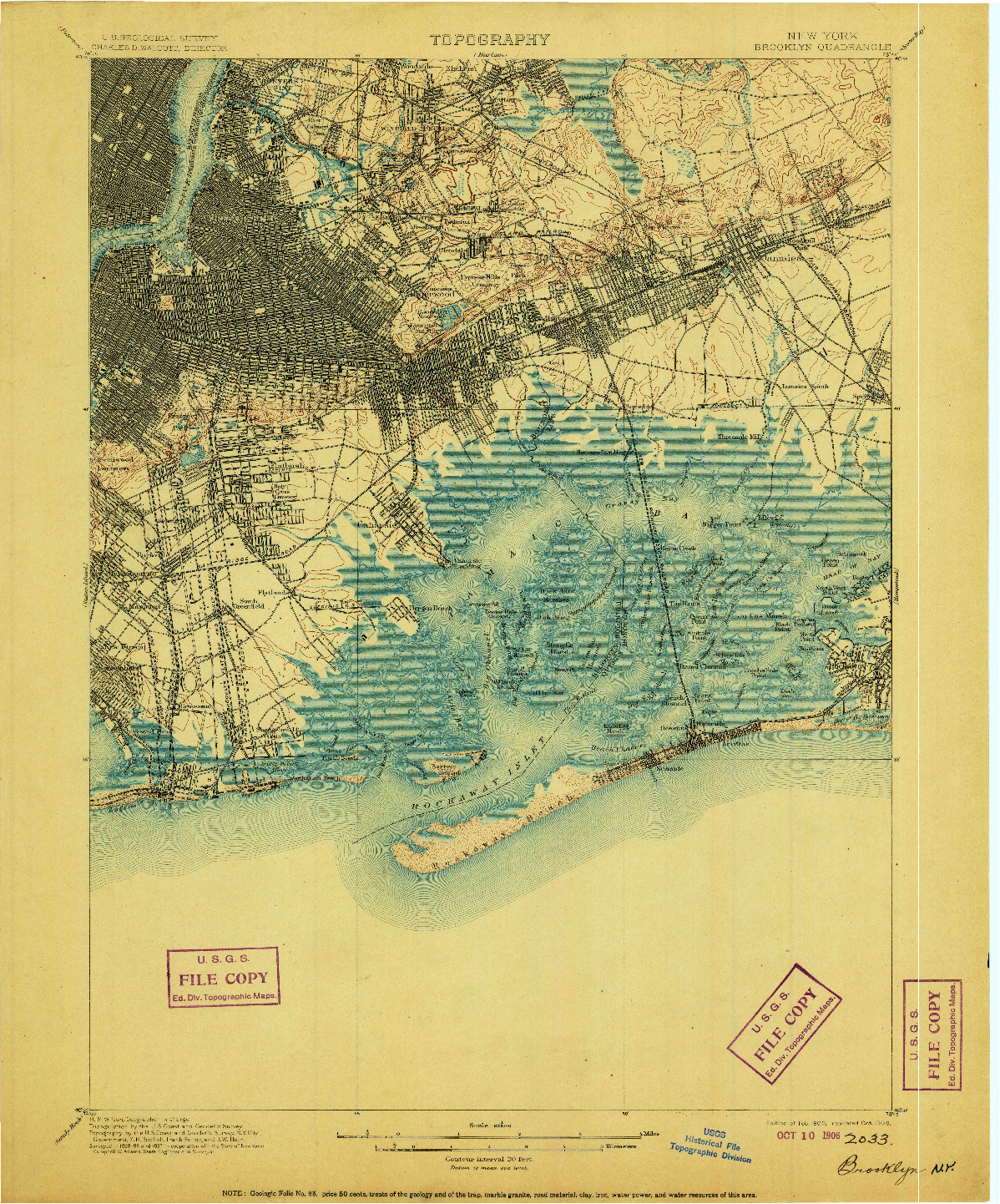 USGS 1:62500-SCALE QUADRANGLE FOR BROOKLYN, NY 1900