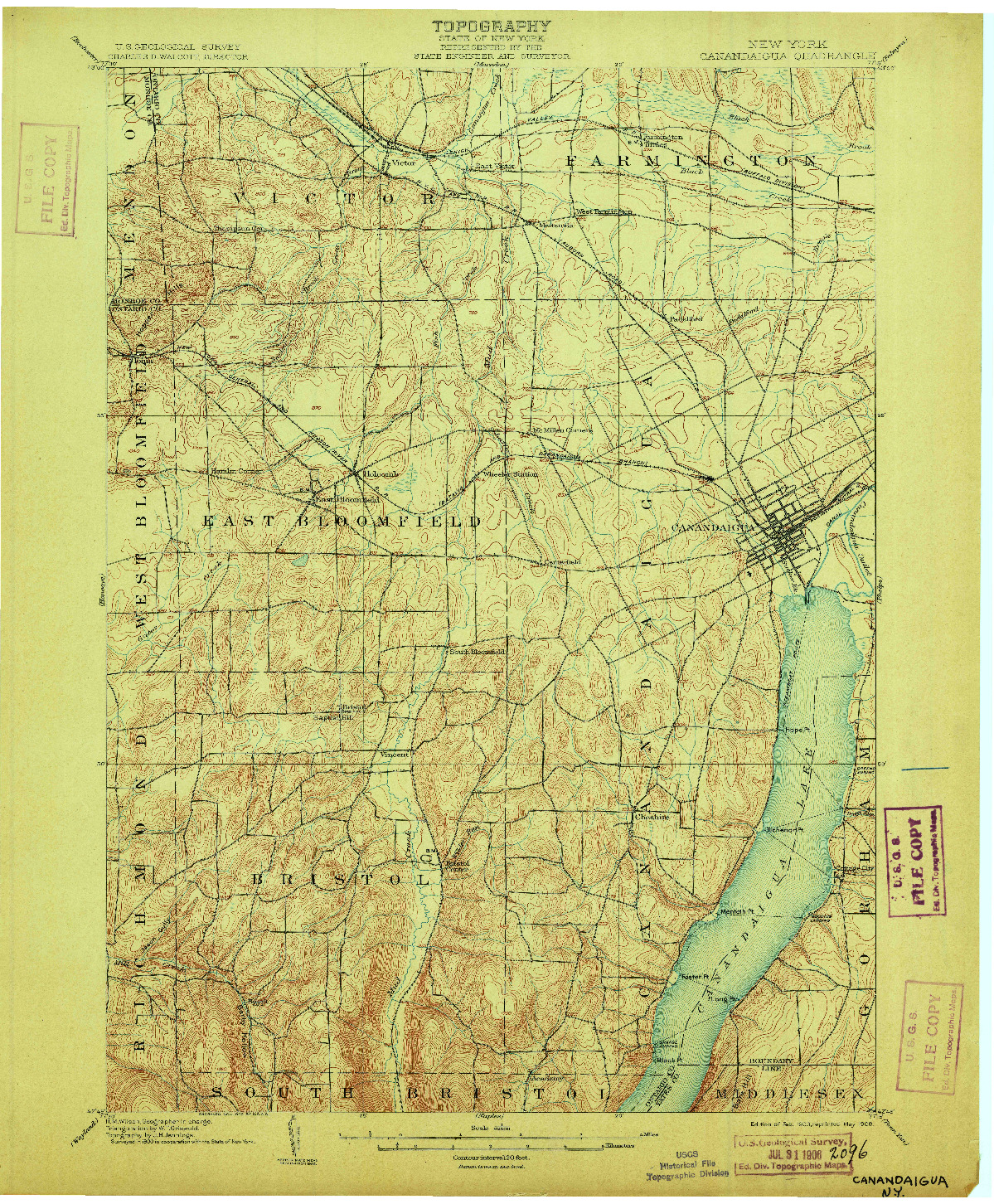 USGS 1:62500-SCALE QUADRANGLE FOR CANANDAIGUA, NY 1903