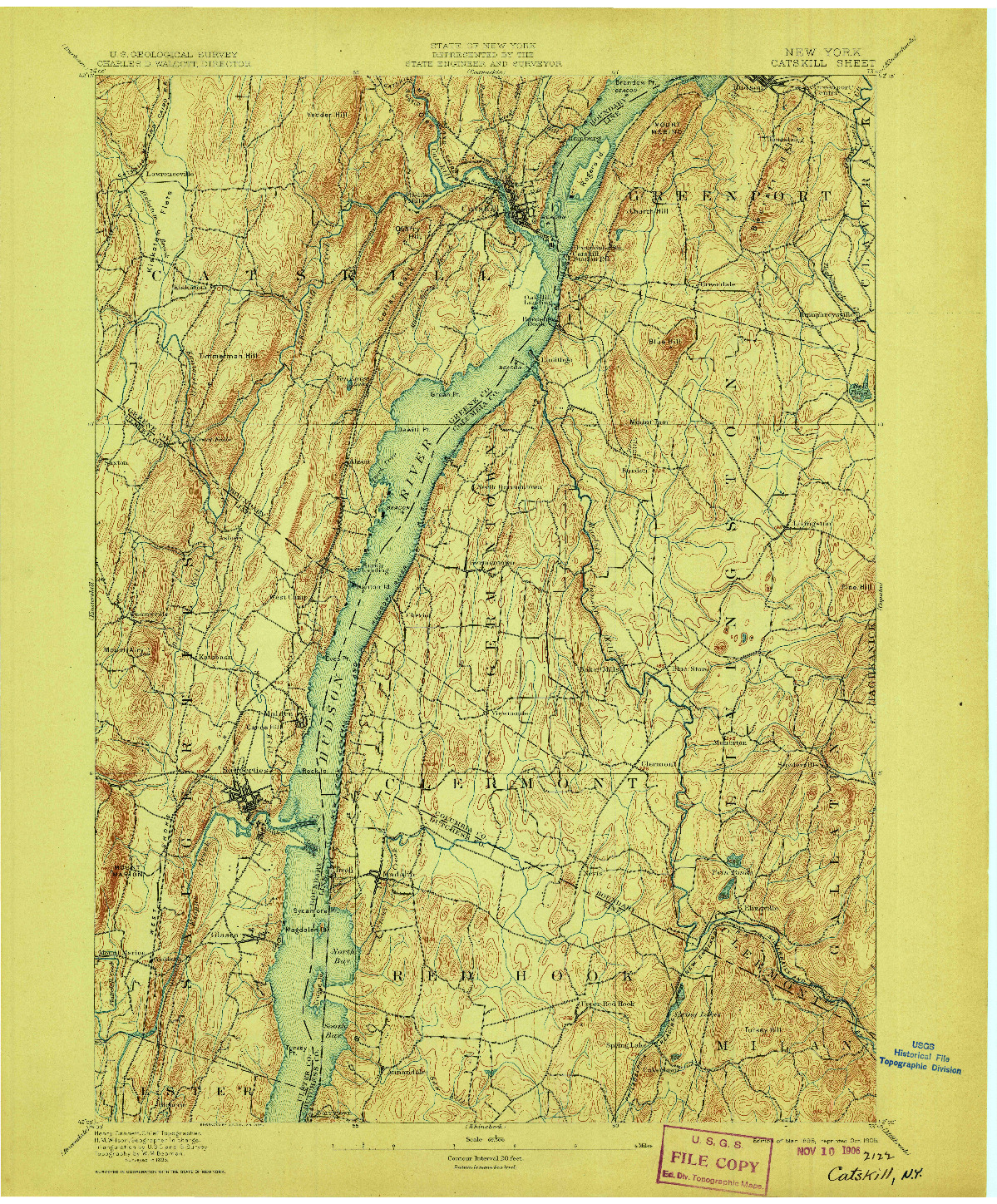 USGS 1:62500-SCALE QUADRANGLE FOR CATSKILL, NY 1895