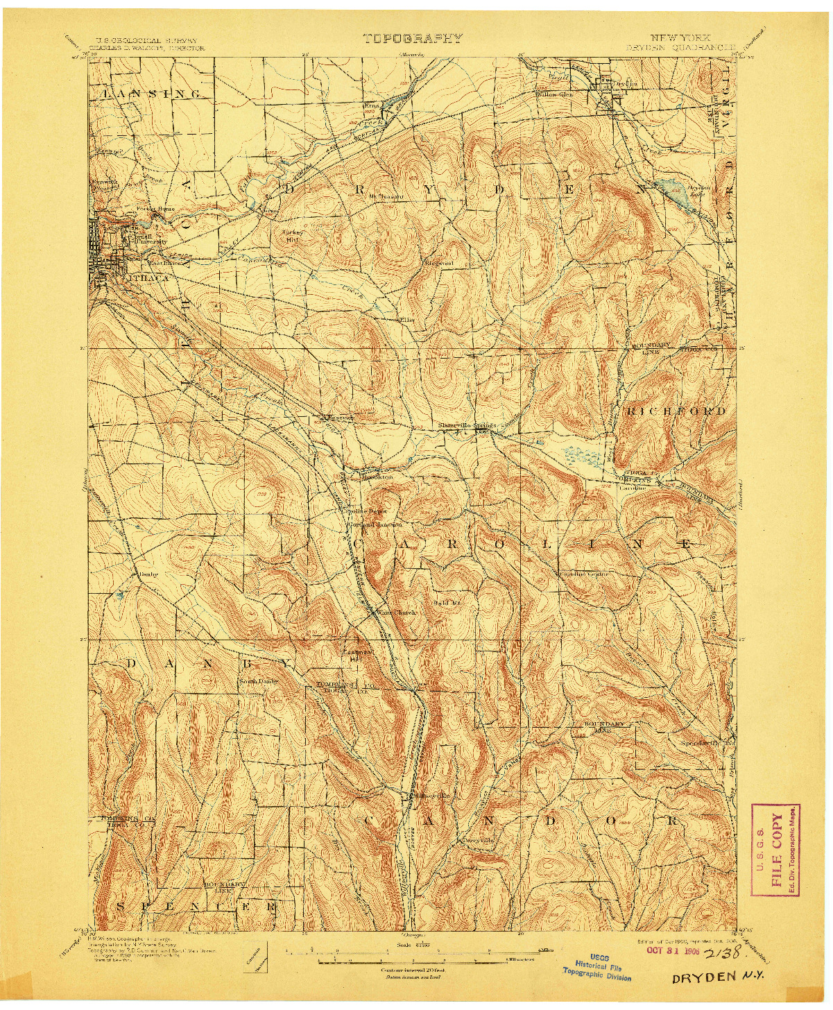 USGS 1:62500-SCALE QUADRANGLE FOR DRYDEN, NY 1900