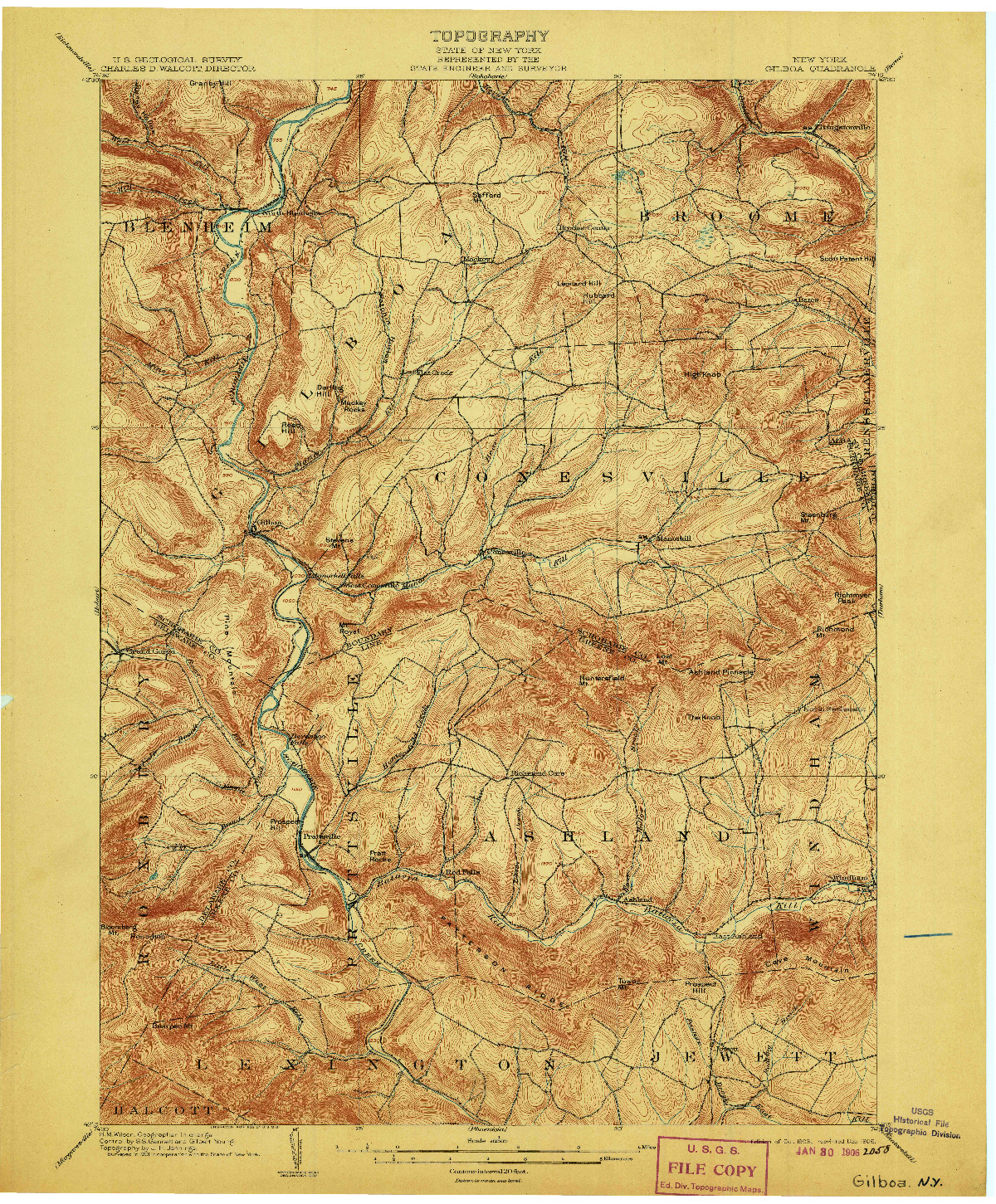 USGS 1:62500-SCALE QUADRANGLE FOR GILBOA, NY 1903