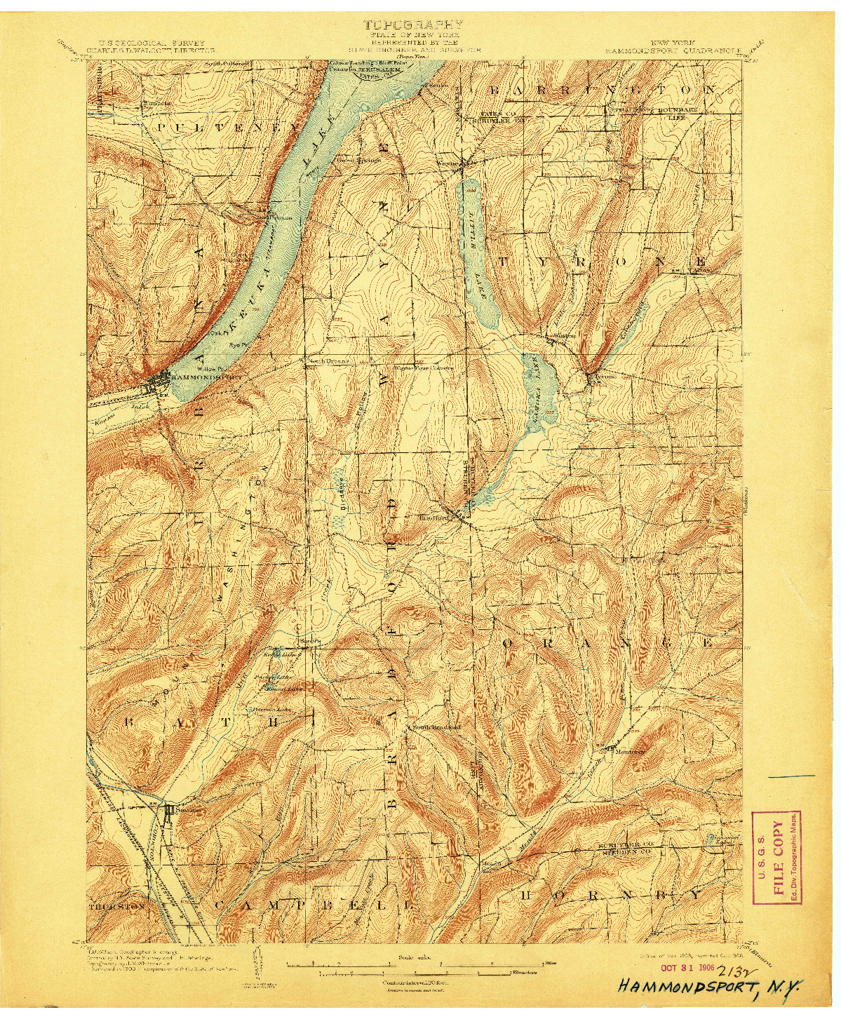 USGS 1:62500-SCALE QUADRANGLE FOR HAMMONDSPORT, NY 1903