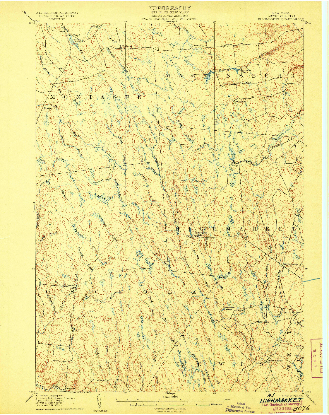 USGS 1:62500-SCALE QUADRANGLE FOR HIGHMARKET, NY 1906