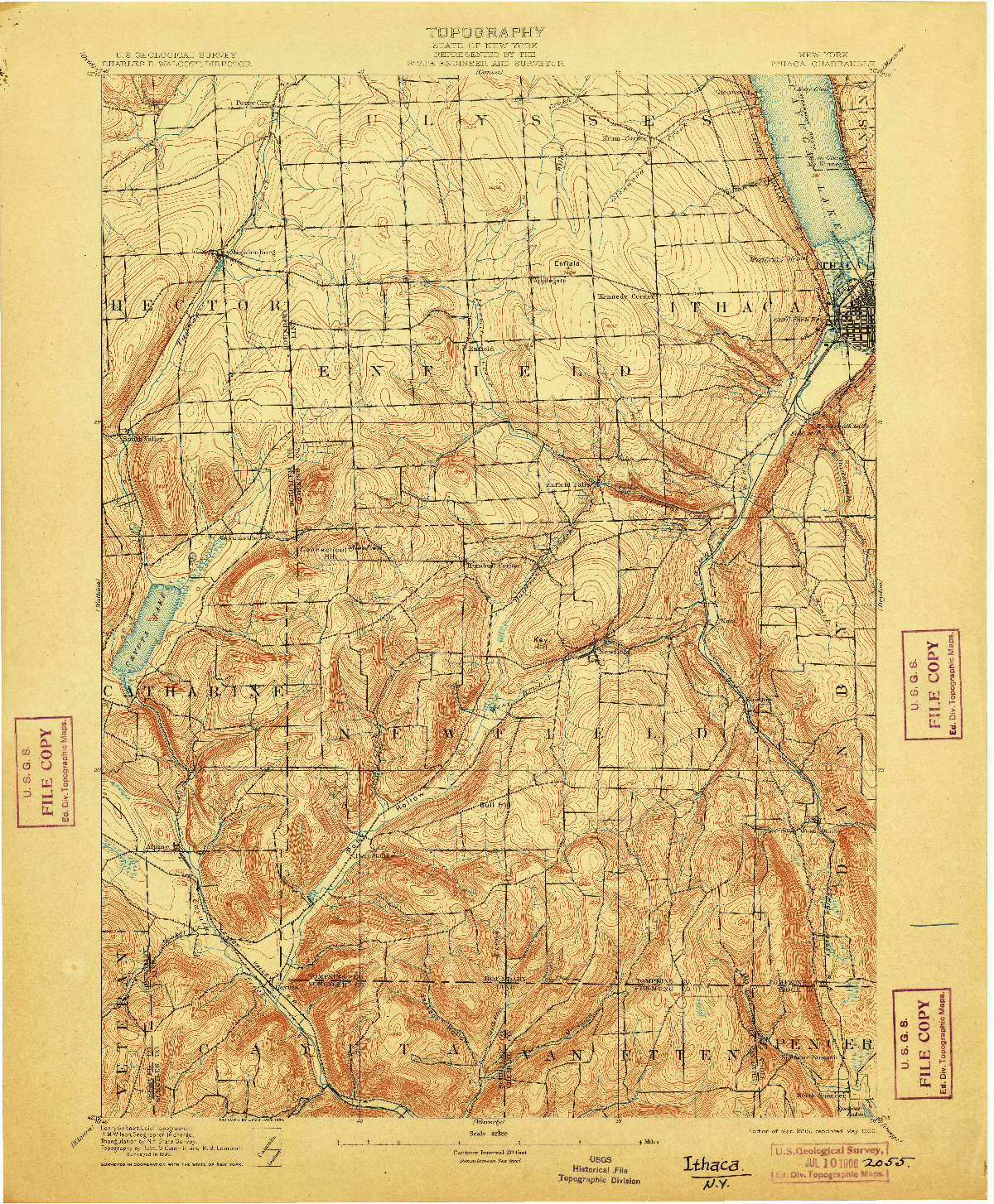 USGS 1:62500-SCALE QUADRANGLE FOR ITHACA, NY 1895