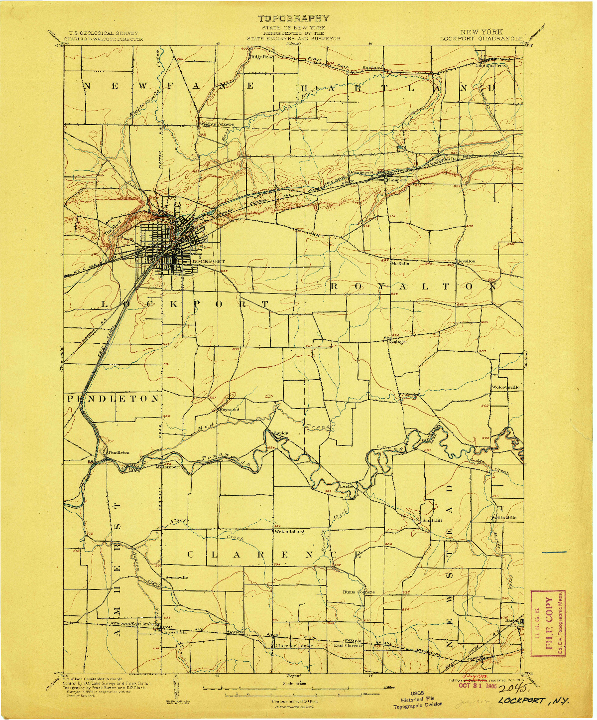 USGS 1:62500-SCALE QUADRANGLE FOR LOCKPORT, NY 1905