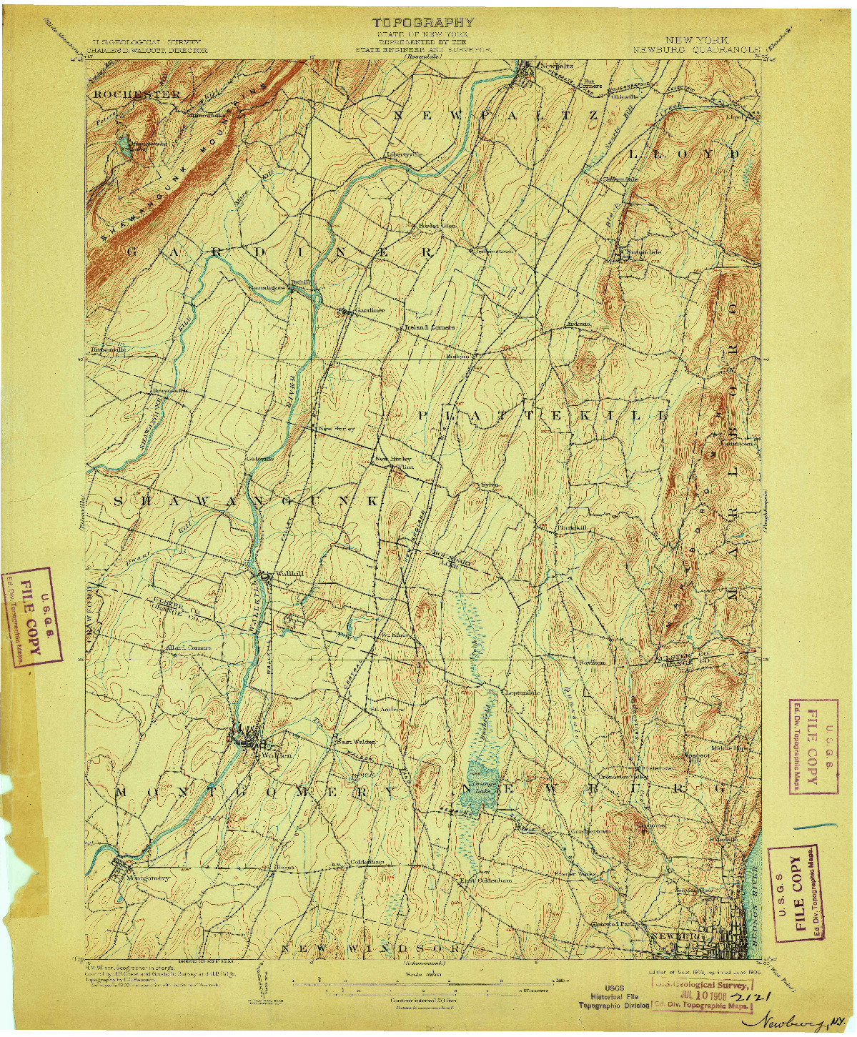 USGS 1:62500-SCALE QUADRANGLE FOR NEWBURG, NY 1903