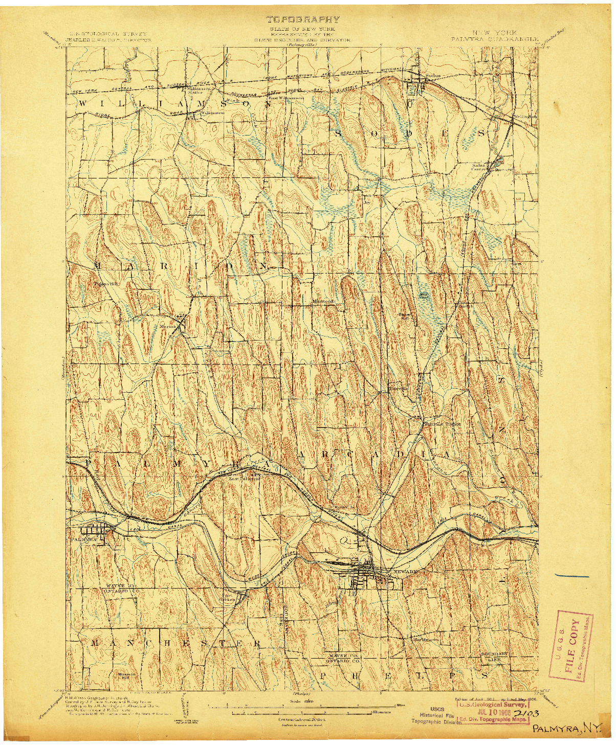 USGS 1:62500-SCALE QUADRANGLE FOR PALMYRA, NY 1902