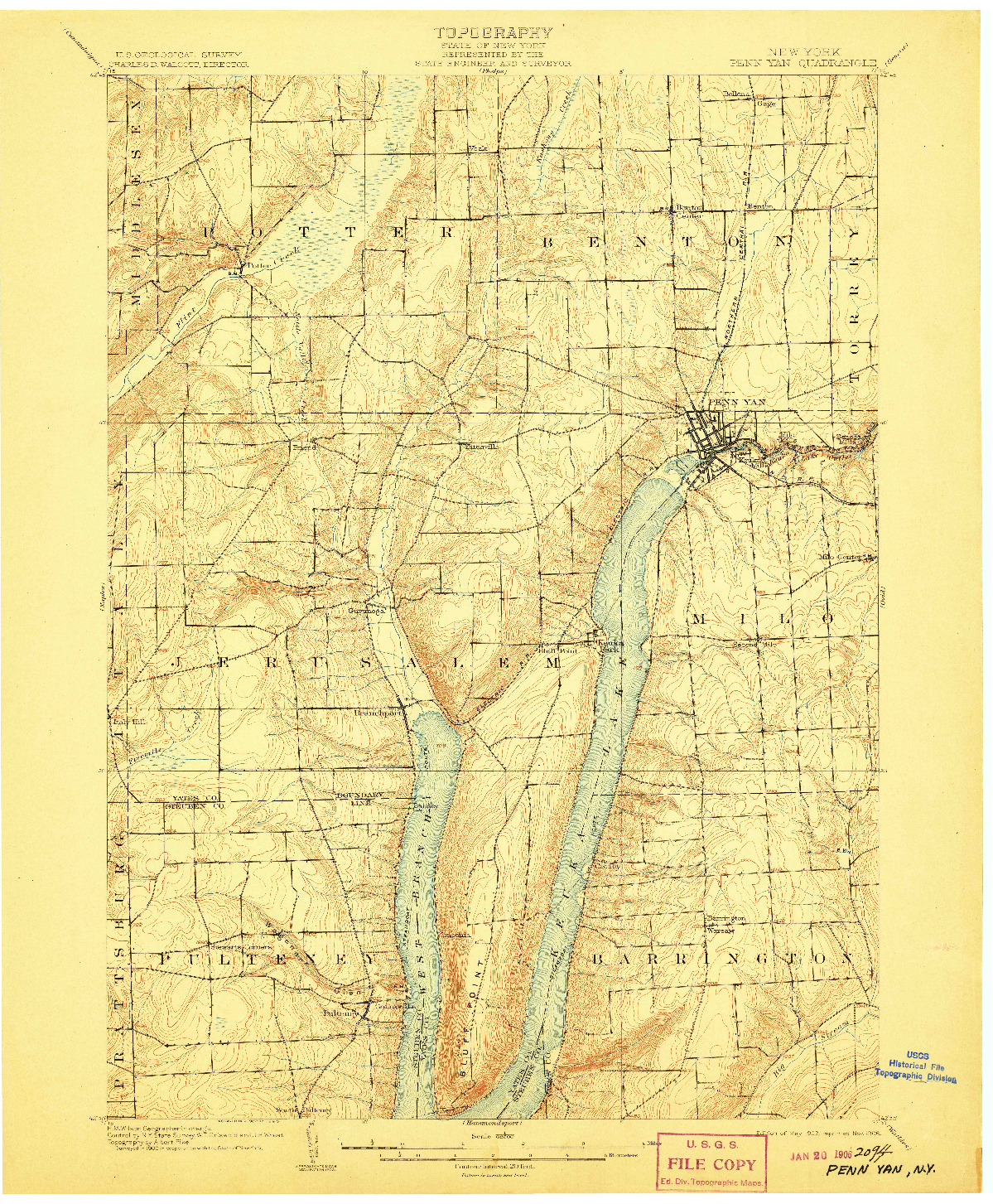 USGS 1:62500-SCALE QUADRANGLE FOR PENN YAN, NY 1903