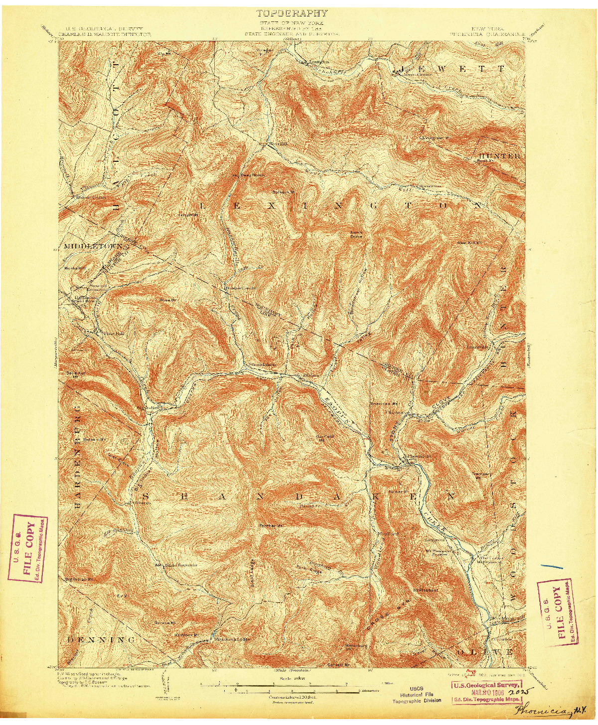 USGS 1:62500-SCALE QUADRANGLE FOR PHOENICIA, NY 1903