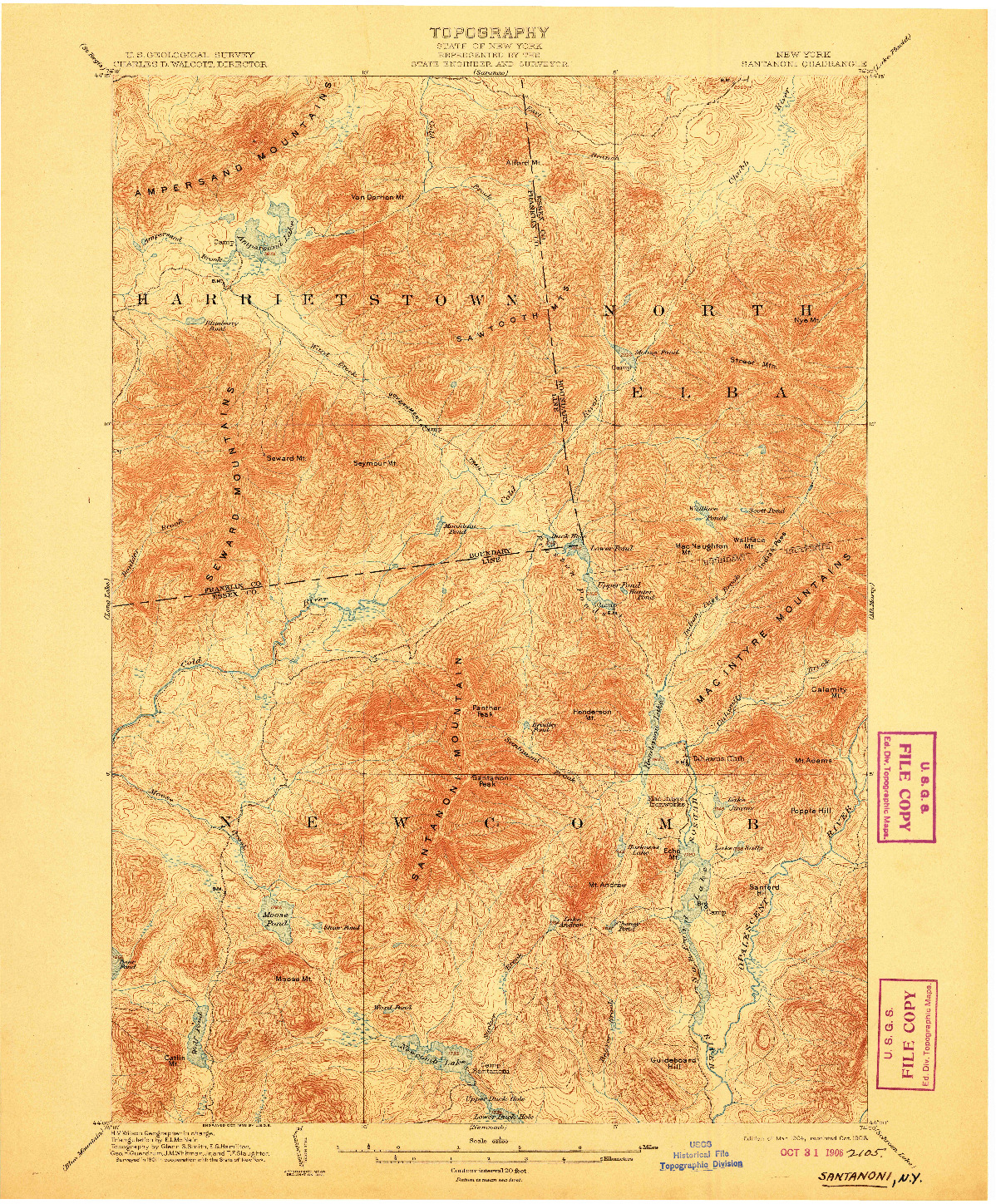 USGS 1:62500-SCALE QUADRANGLE FOR SANTANONI, NY 1904