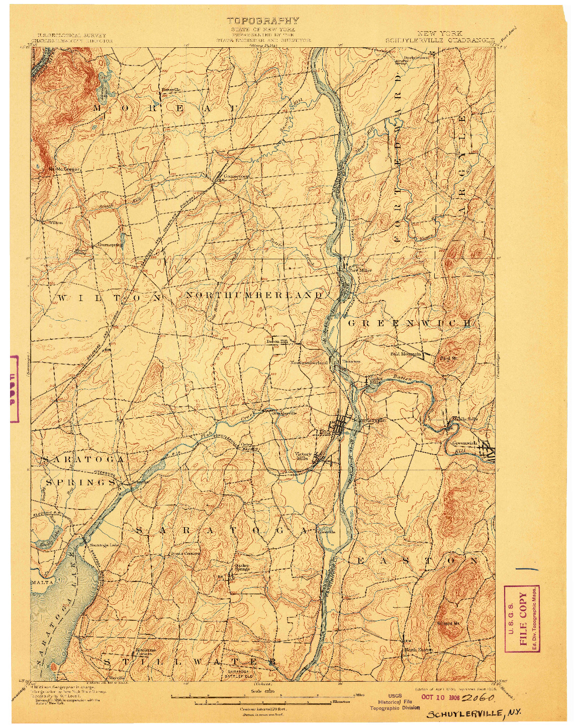 USGS 1:62500-SCALE QUADRANGLE FOR SCHUYLERVILLE, NY 1900