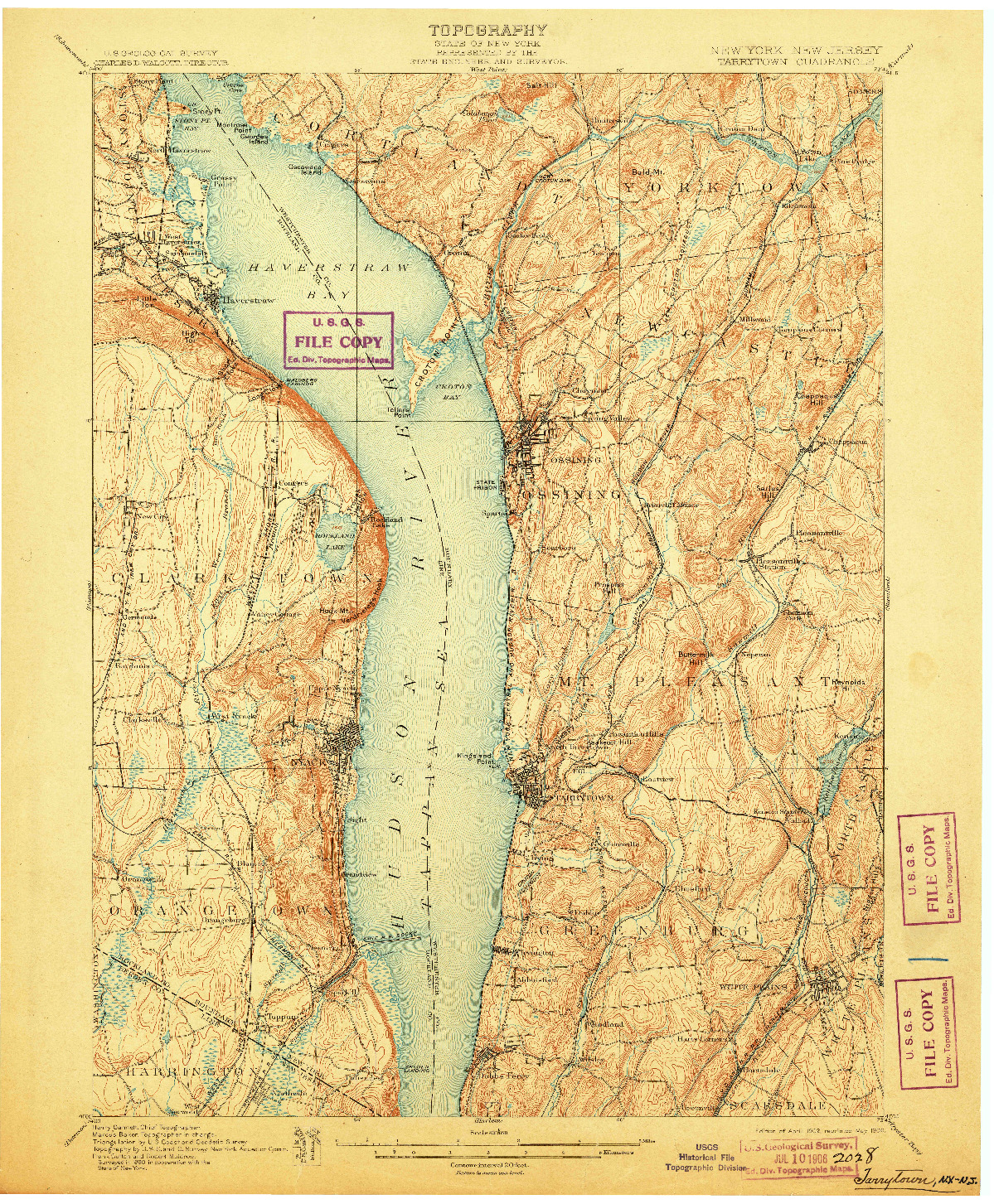 USGS 1:62500-SCALE QUADRANGLE FOR TARRYTOWN, NY 1902