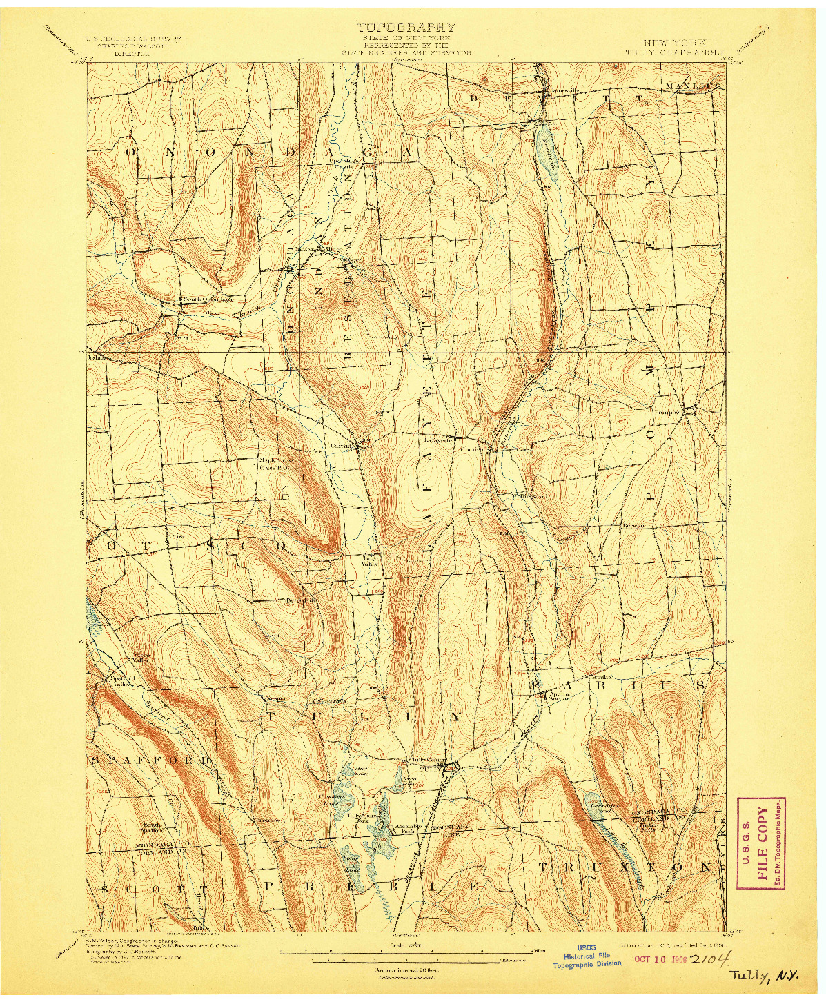 USGS 1:62500-SCALE QUADRANGLE FOR TULLY, NY 1900