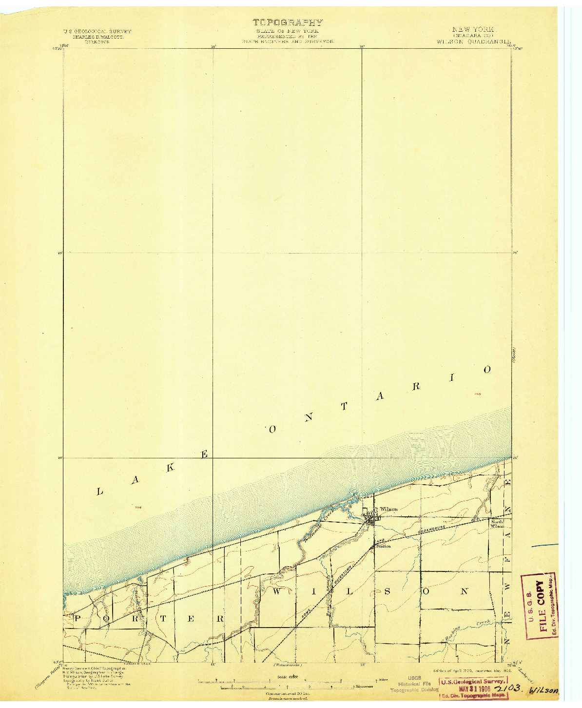 USGS 1:62500-SCALE QUADRANGLE FOR WILSON, NY 1900