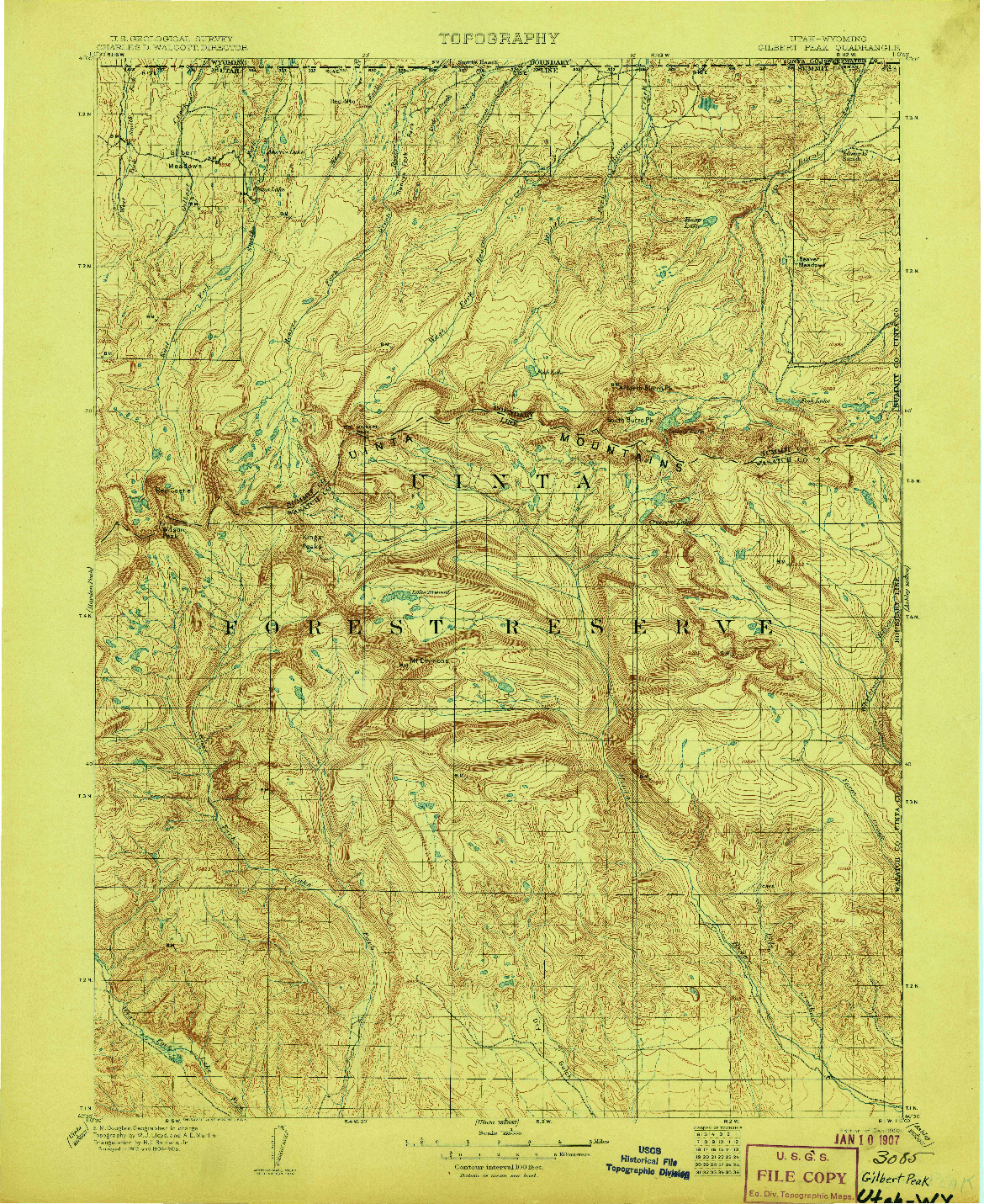 USGS 1:125000-SCALE QUADRANGLE FOR GILBERT PEAK, UT 1906