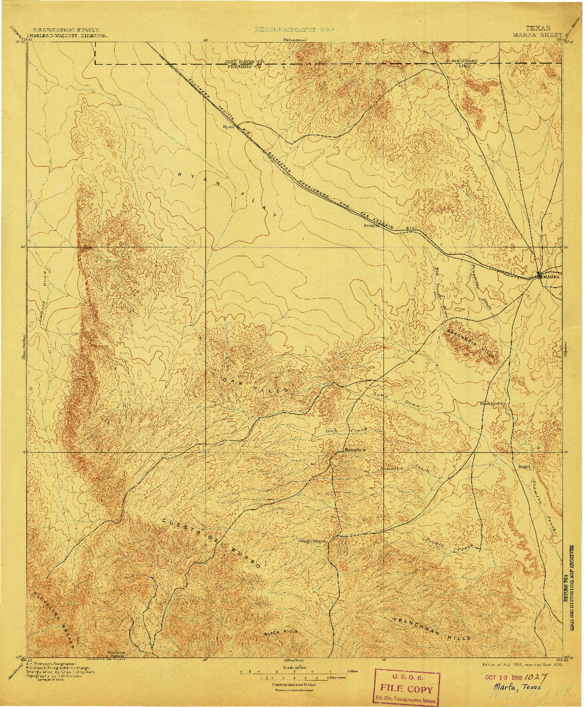 USGS 1:125000-SCALE QUADRANGLE FOR MARFA, TX 1895
