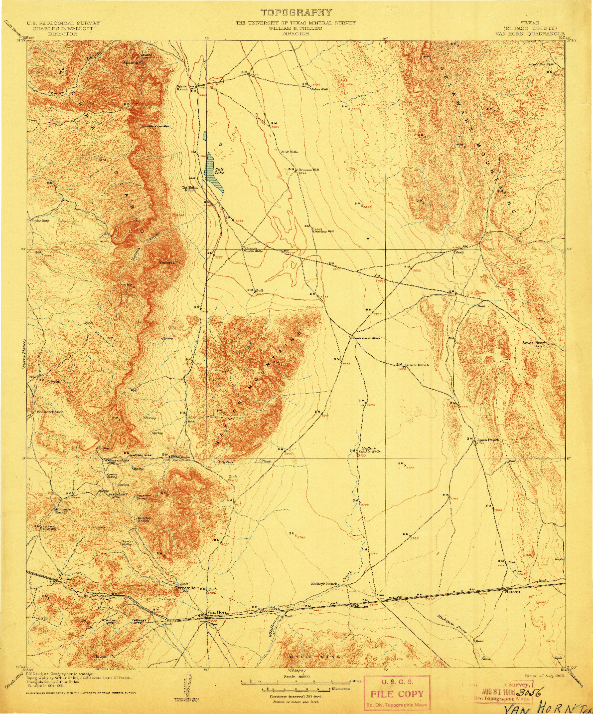 USGS 1:125000-SCALE QUADRANGLE FOR VAN HORN, TX 1906