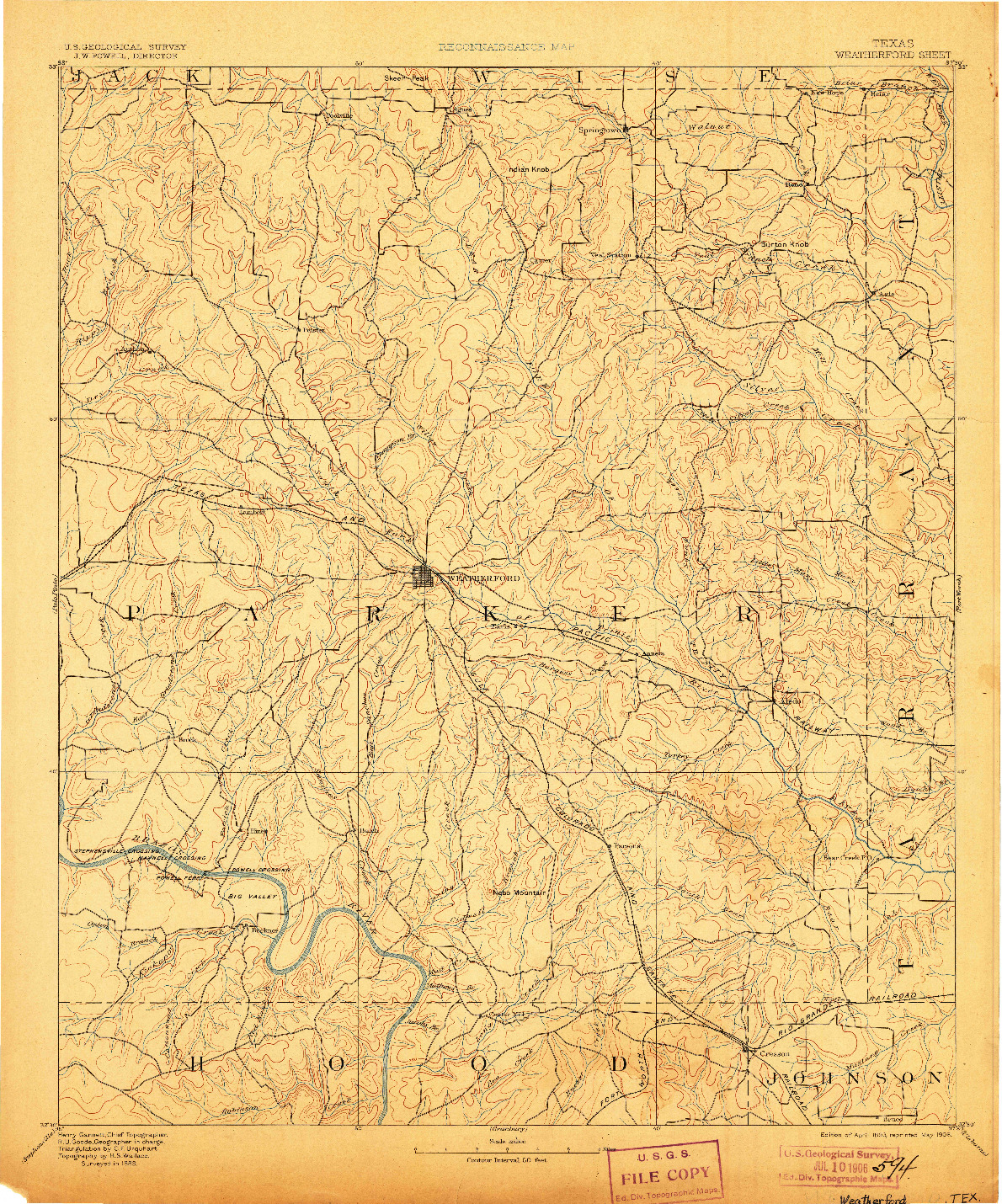 USGS 1:125000-SCALE QUADRANGLE FOR WEATHERFORD, TX 1893