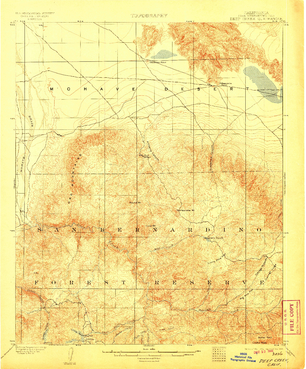 USGS 1:62500-SCALE QUADRANGLE FOR DEEP CREEK, CA 1902