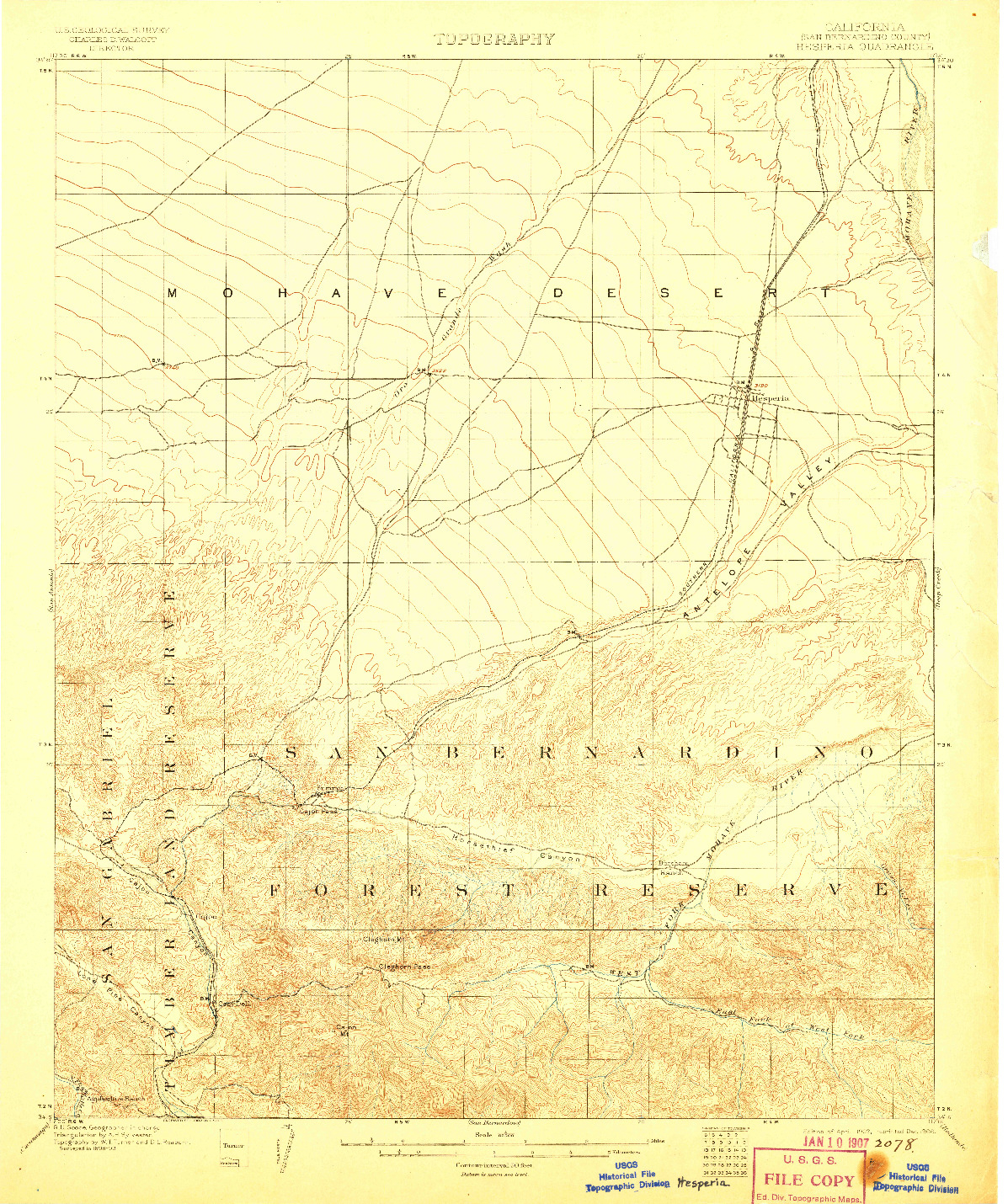 USGS 1:62500-SCALE QUADRANGLE FOR HESPERIA, CA 1902