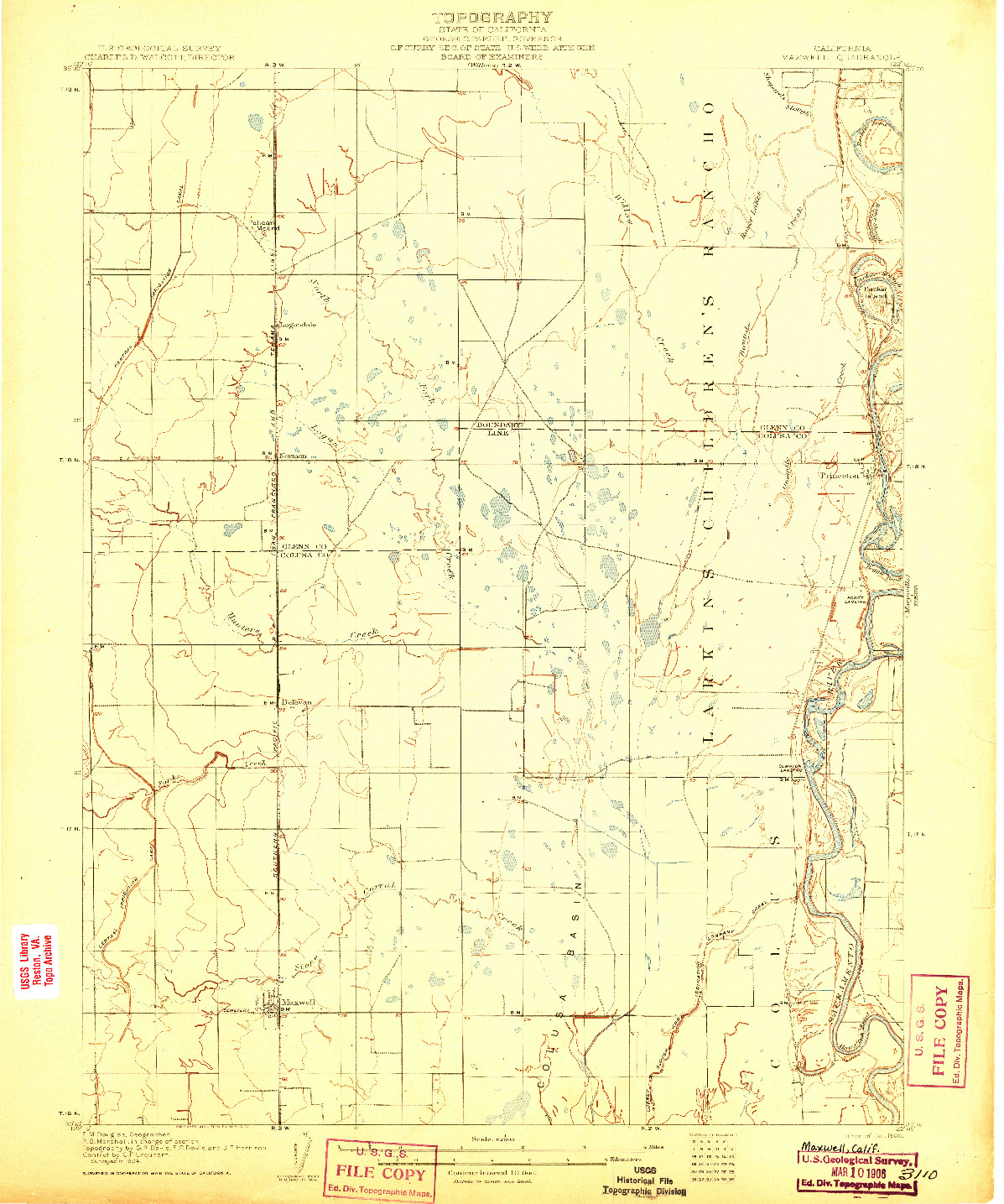 USGS 1:62500-SCALE QUADRANGLE FOR MAXWELL, CA 1906