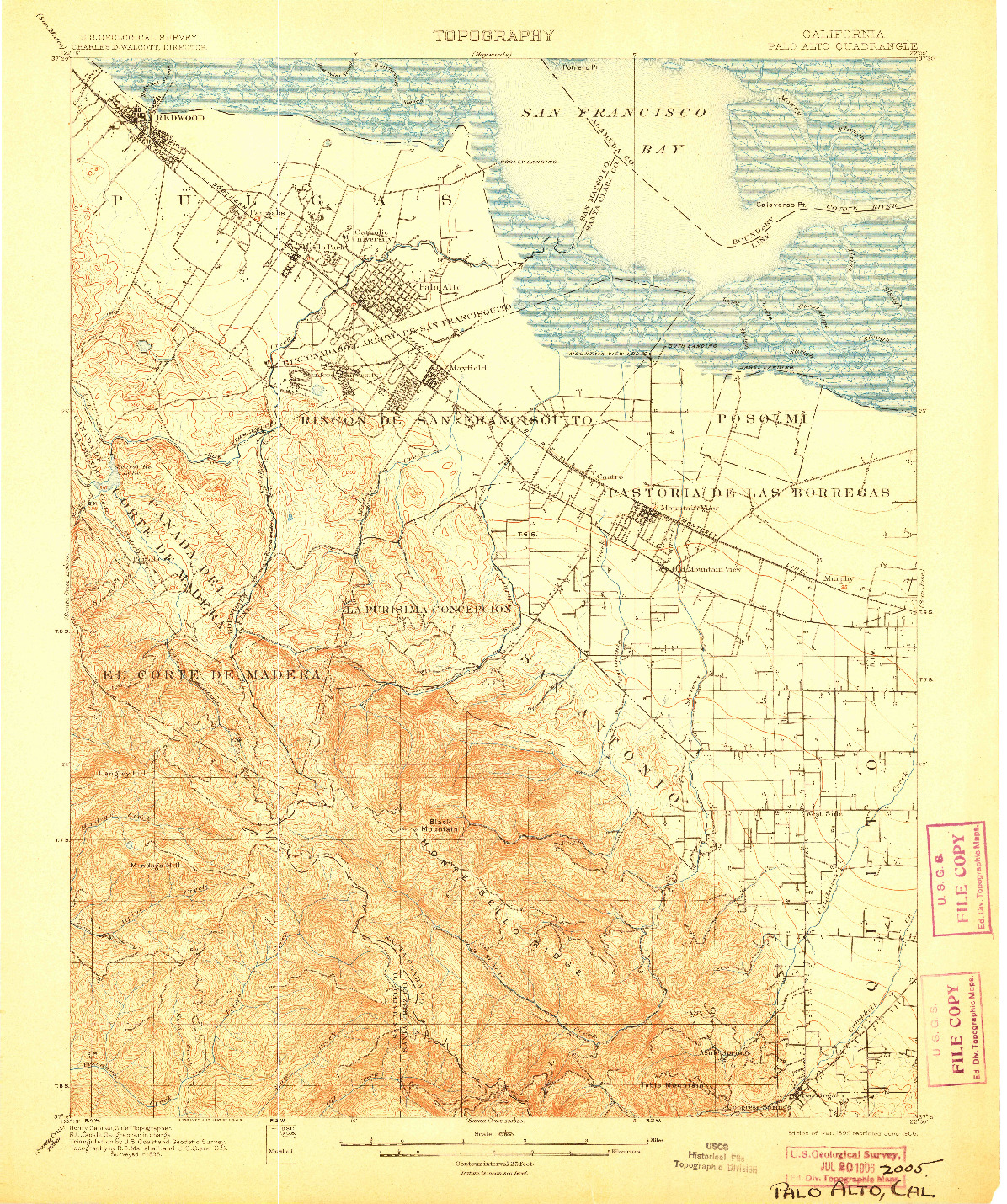 USGS 1:62500-SCALE QUADRANGLE FOR PALO ALTO, CA 1899