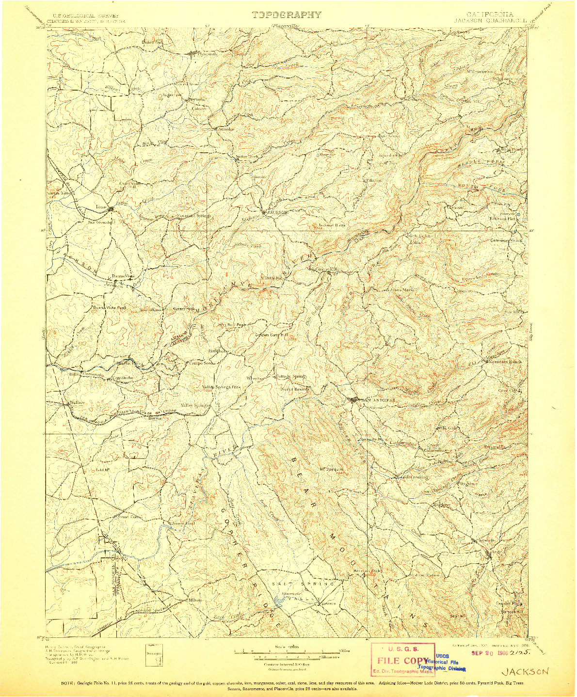 USGS 1:125000-SCALE QUADRANGLE FOR JACKSON, CA 1902