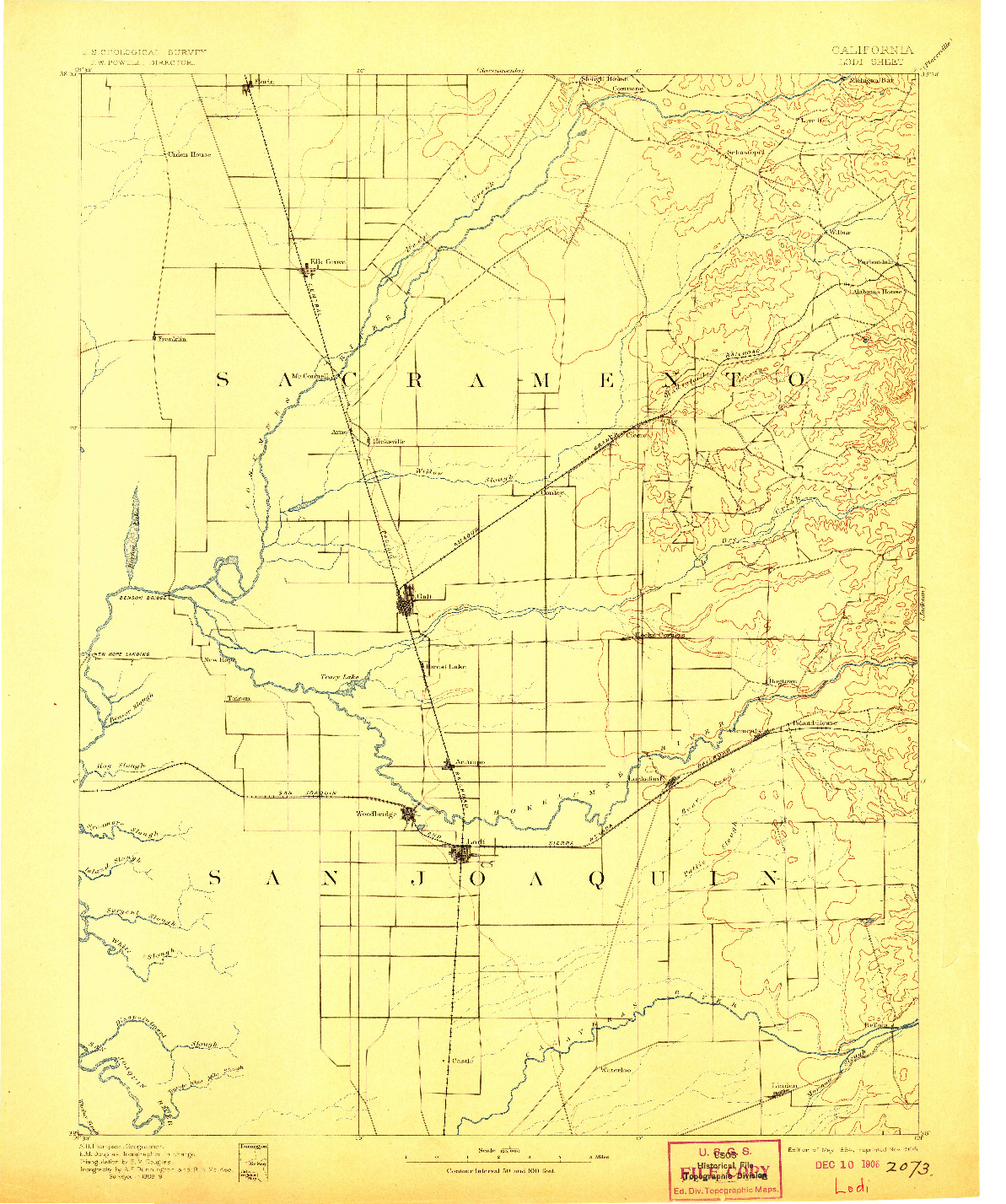 USGS 1:125000-SCALE QUADRANGLE FOR LODI, CA 1894