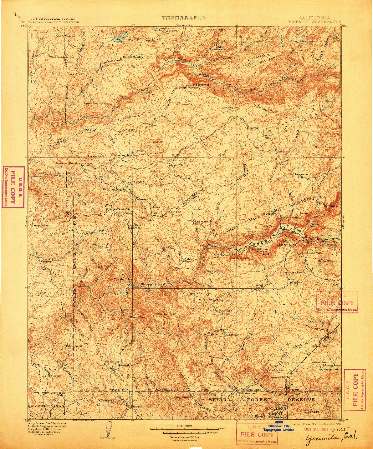 USGS 1:125000-SCALE QUADRANGLE FOR YOSEMITE, CA 1903