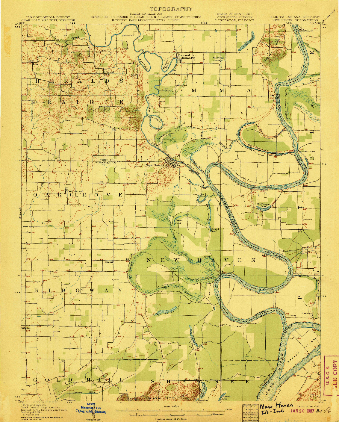 USGS 1:62500-SCALE QUADRANGLE FOR NEW HAVEN, IL 1906