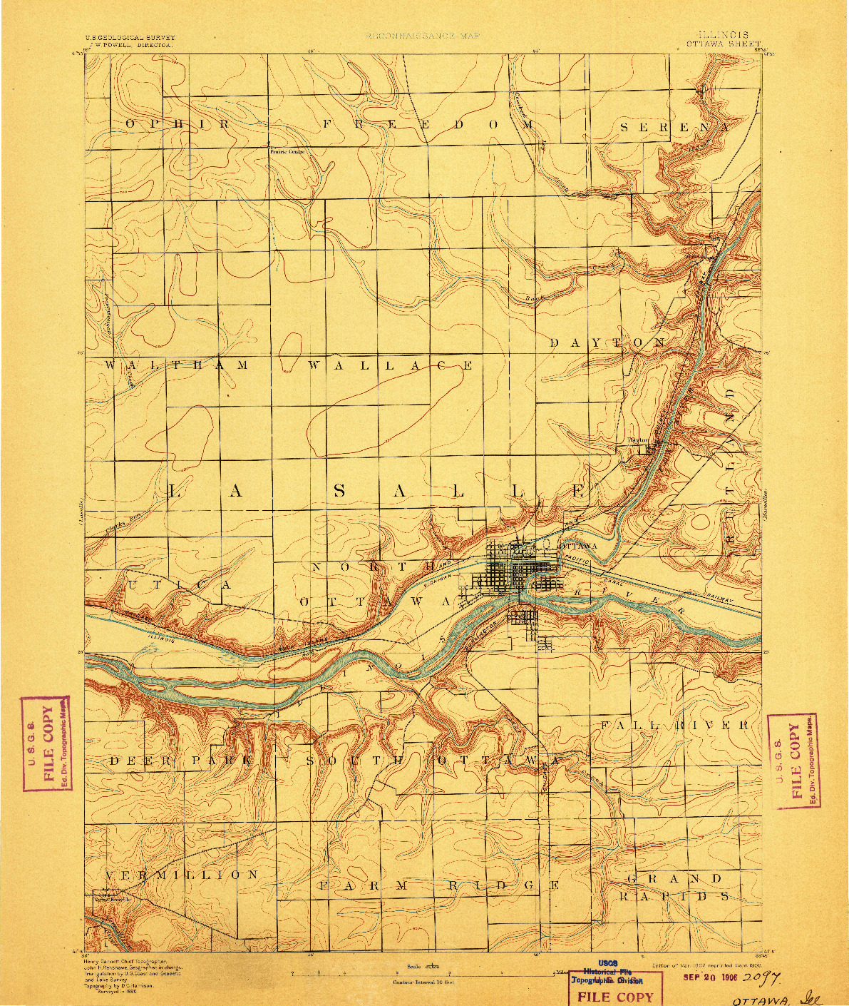 USGS 1:62500-SCALE QUADRANGLE FOR OTTAWA, IL 1892