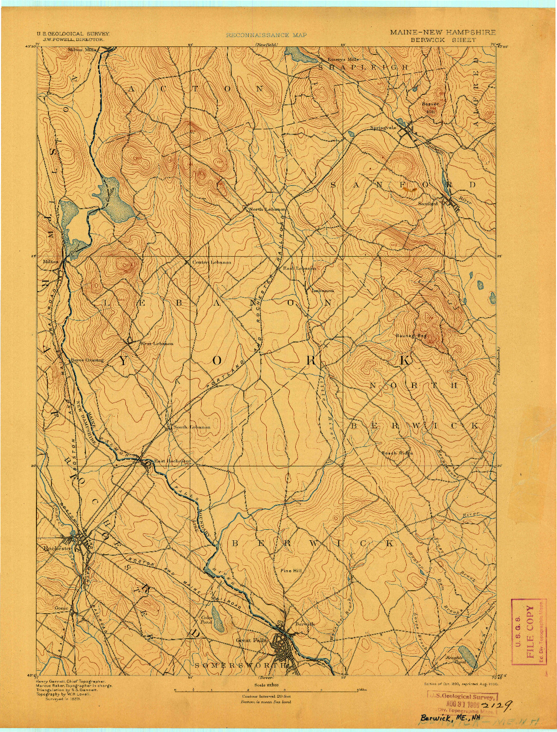 USGS 1:62500-SCALE QUADRANGLE FOR BERWICK, ME 1893