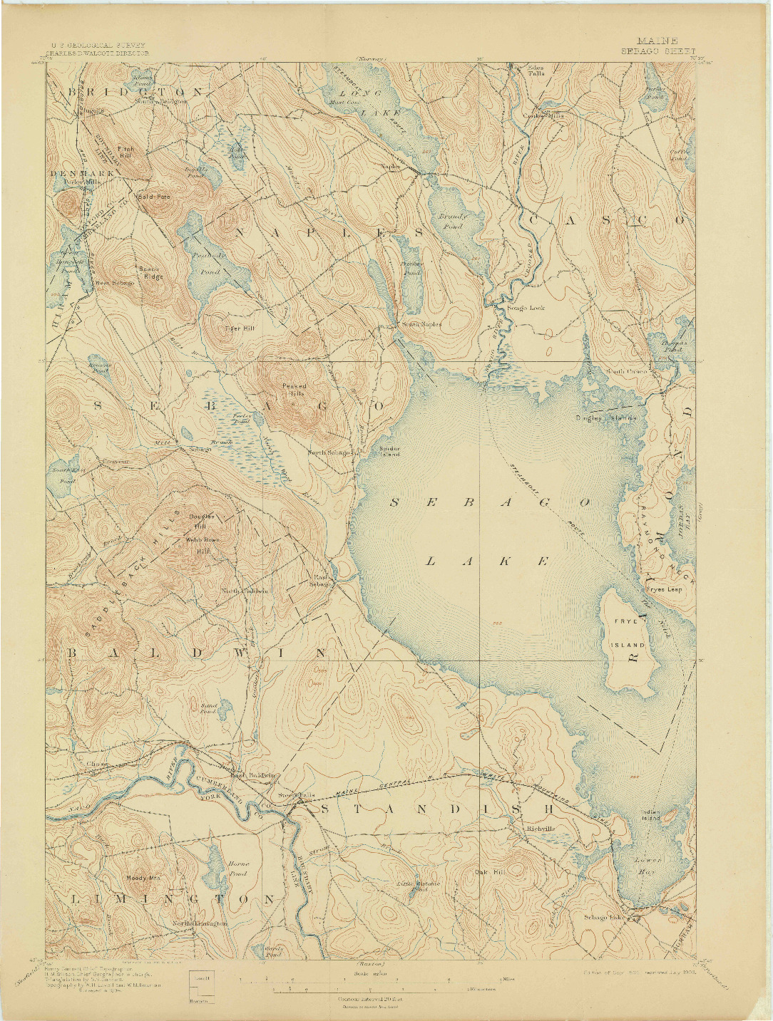USGS 1:62500-SCALE QUADRANGLE FOR SEBAGO, ME 1896