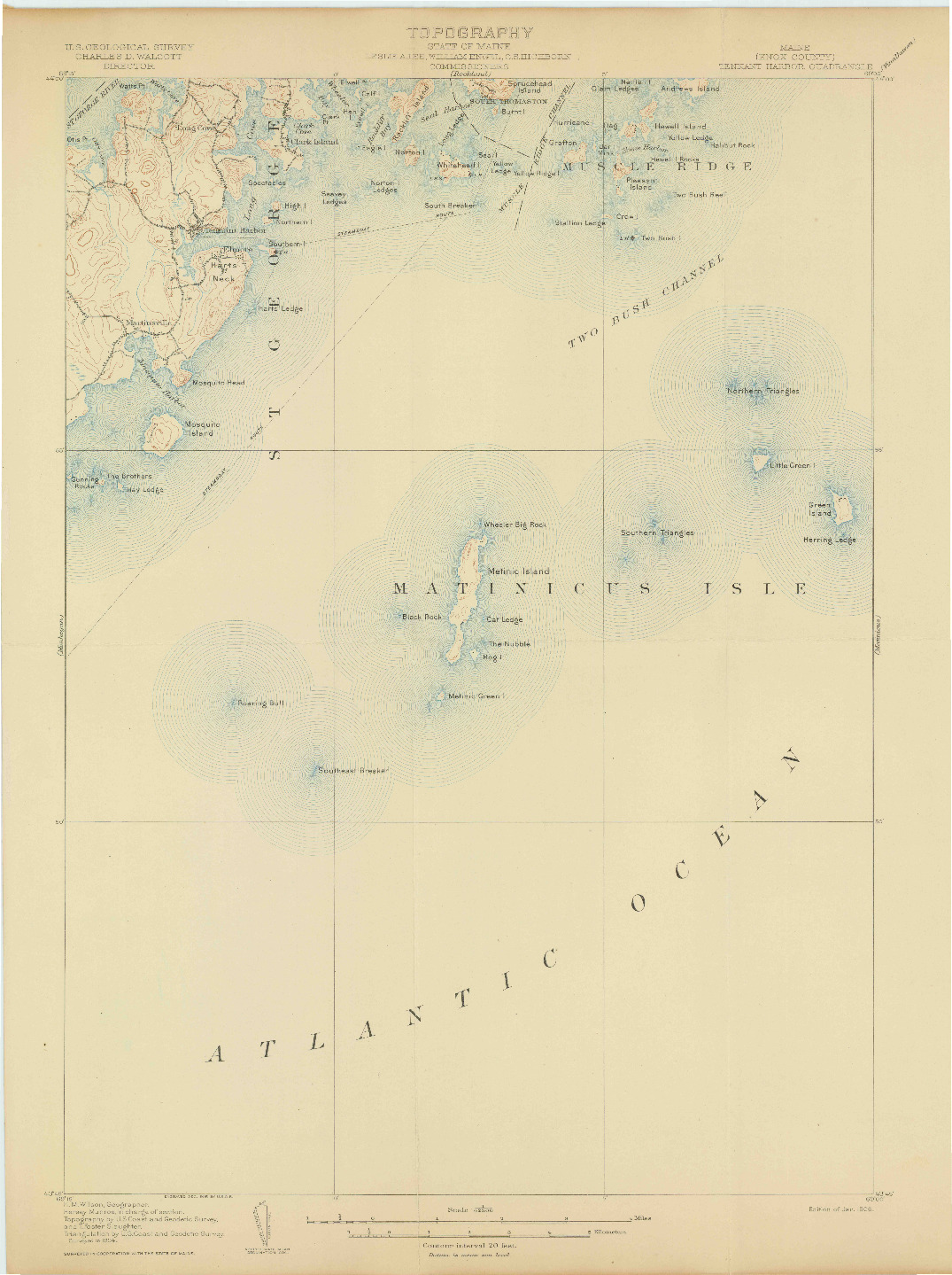 USGS 1:62500-SCALE QUADRANGLE FOR TENNANT HARBOR, ME 1906